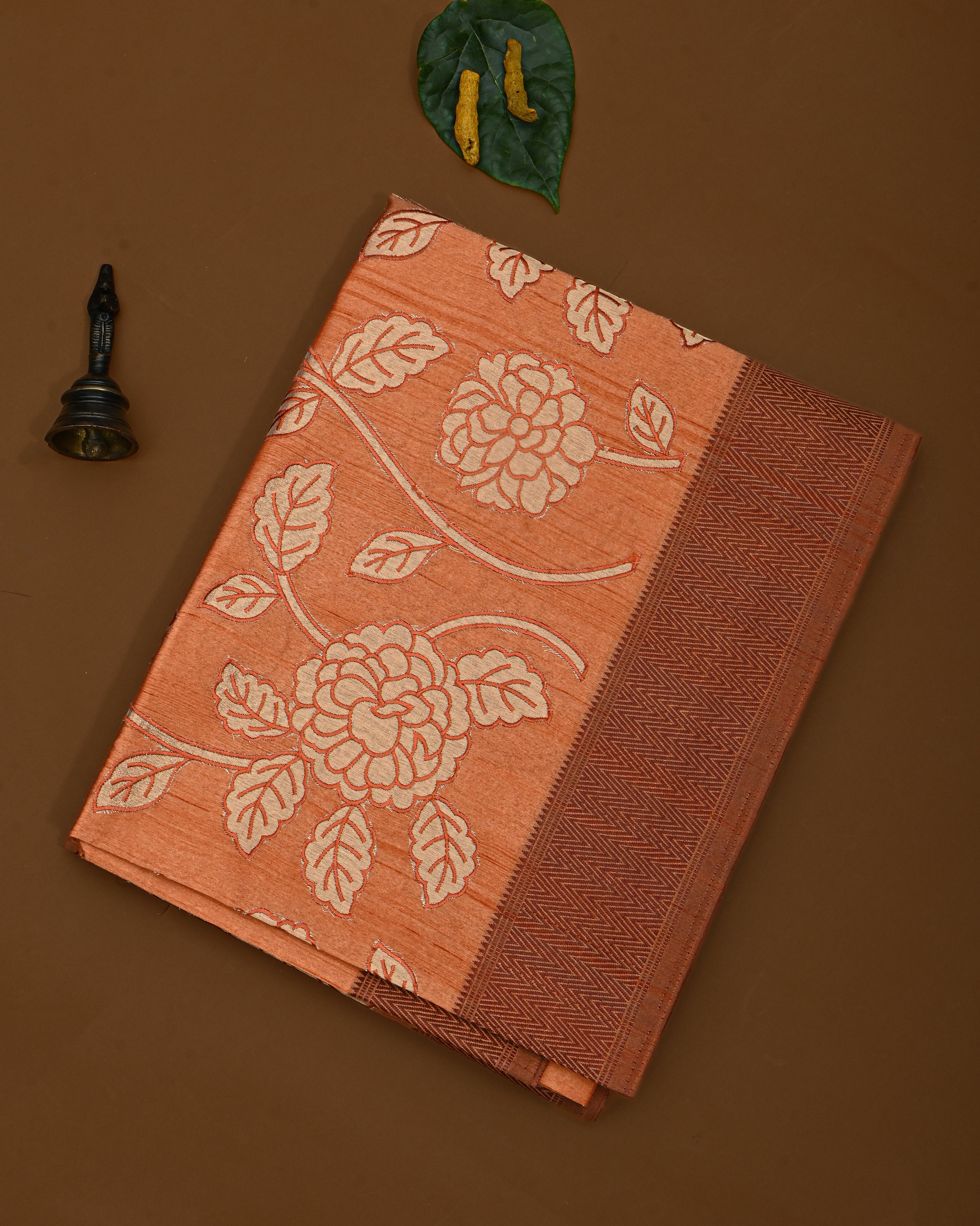 Orange color Silk Saree