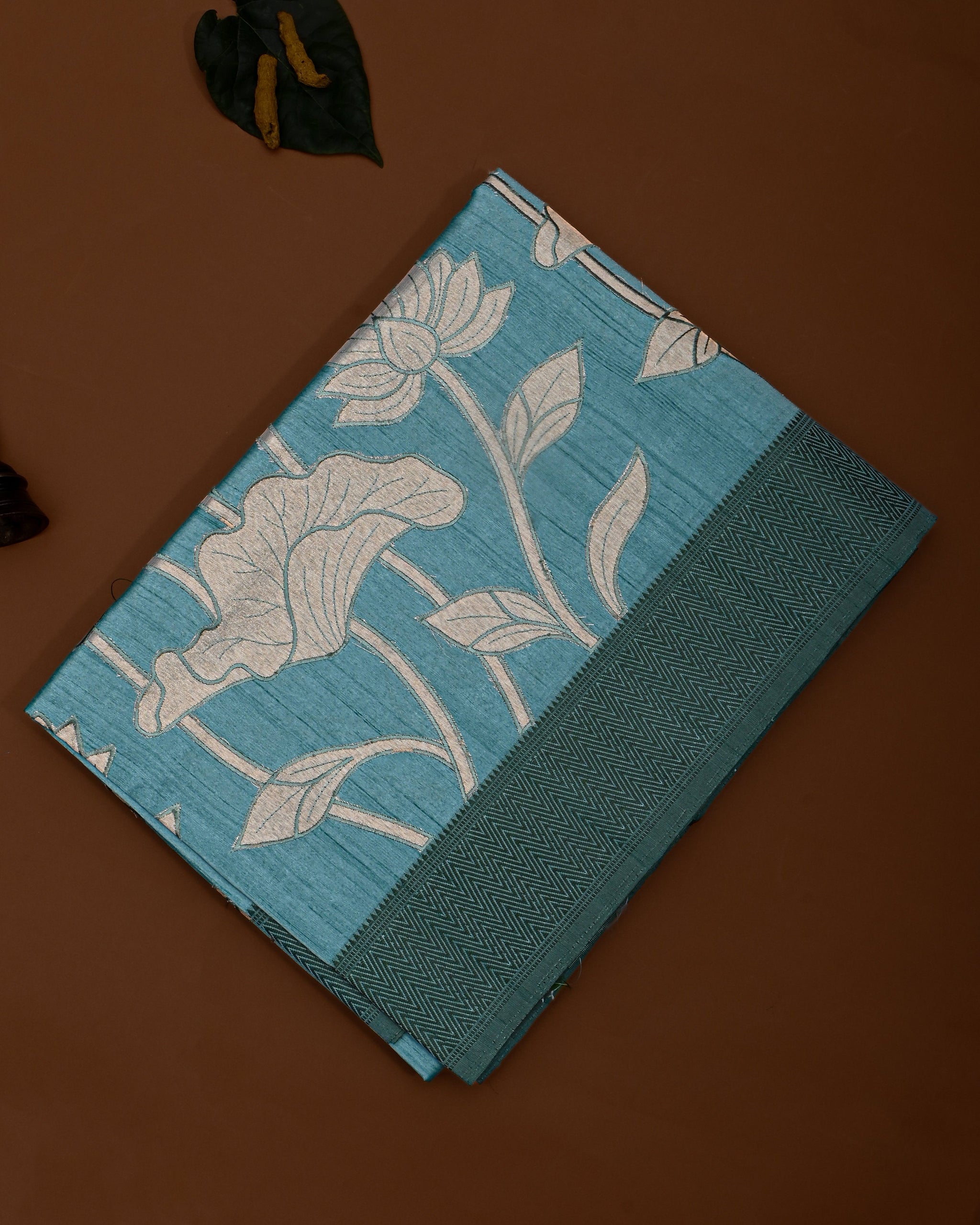 Ferozi color Silk Saree