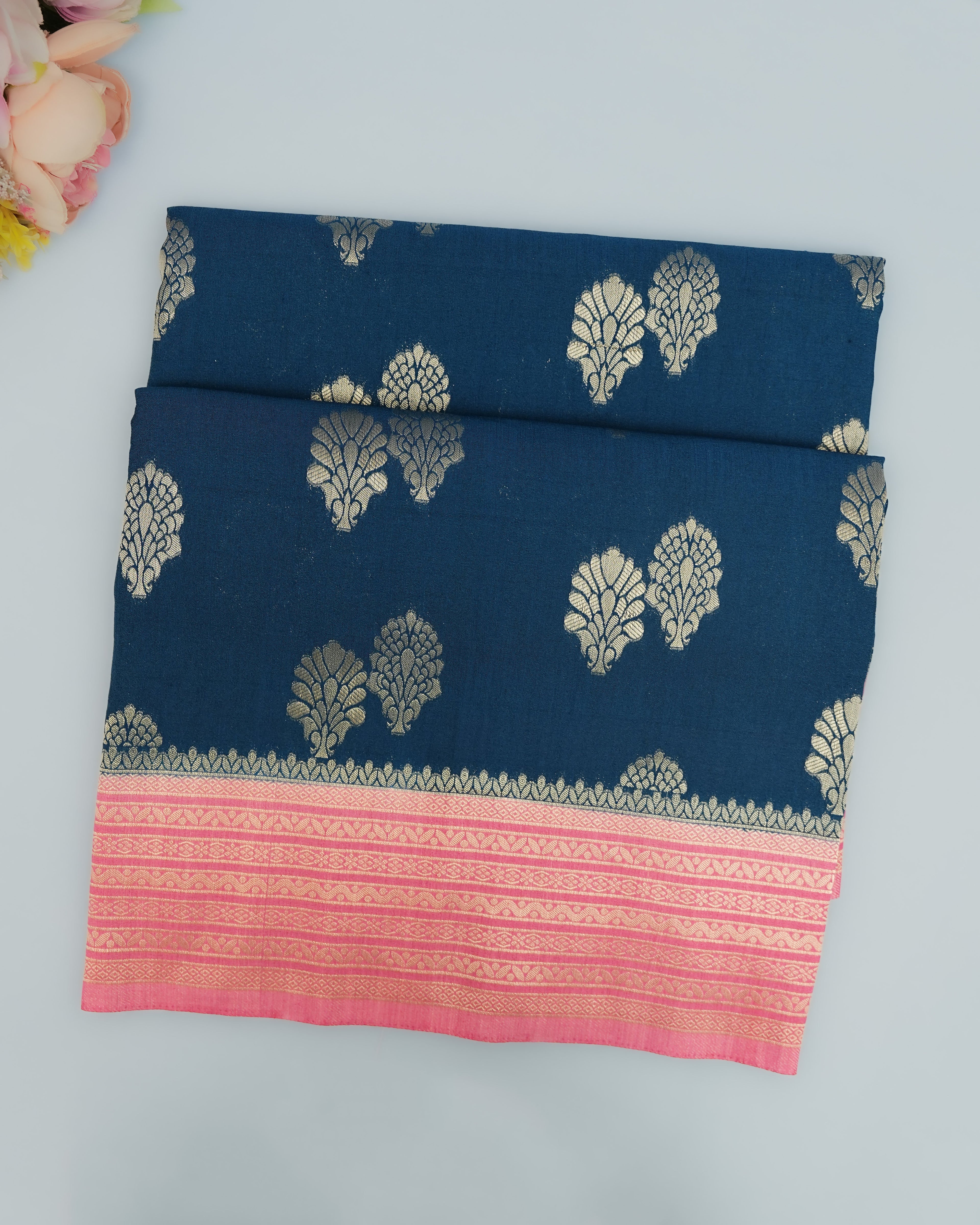 Navy Blue color Silk Saree
