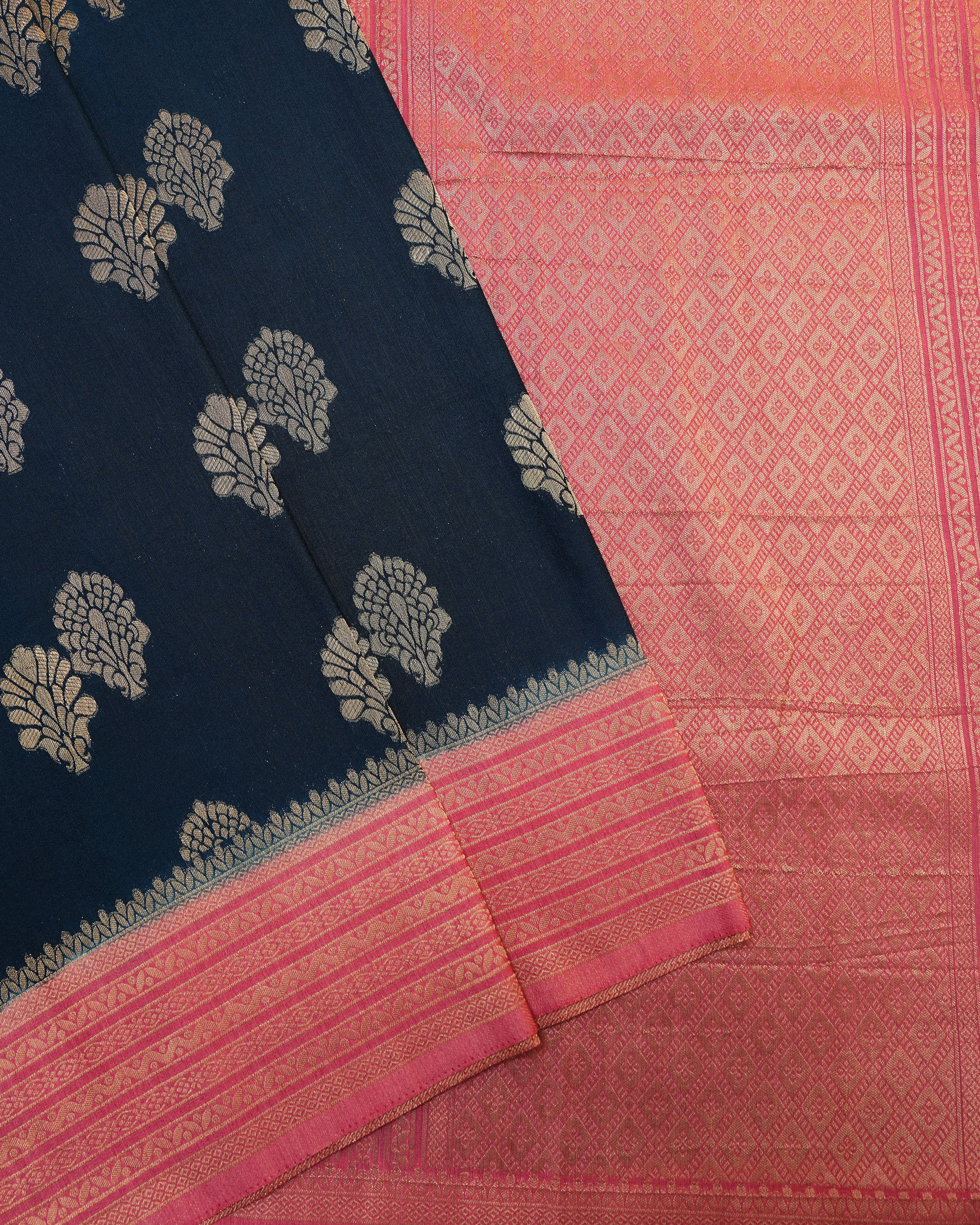 Navy Blue color Silk Saree