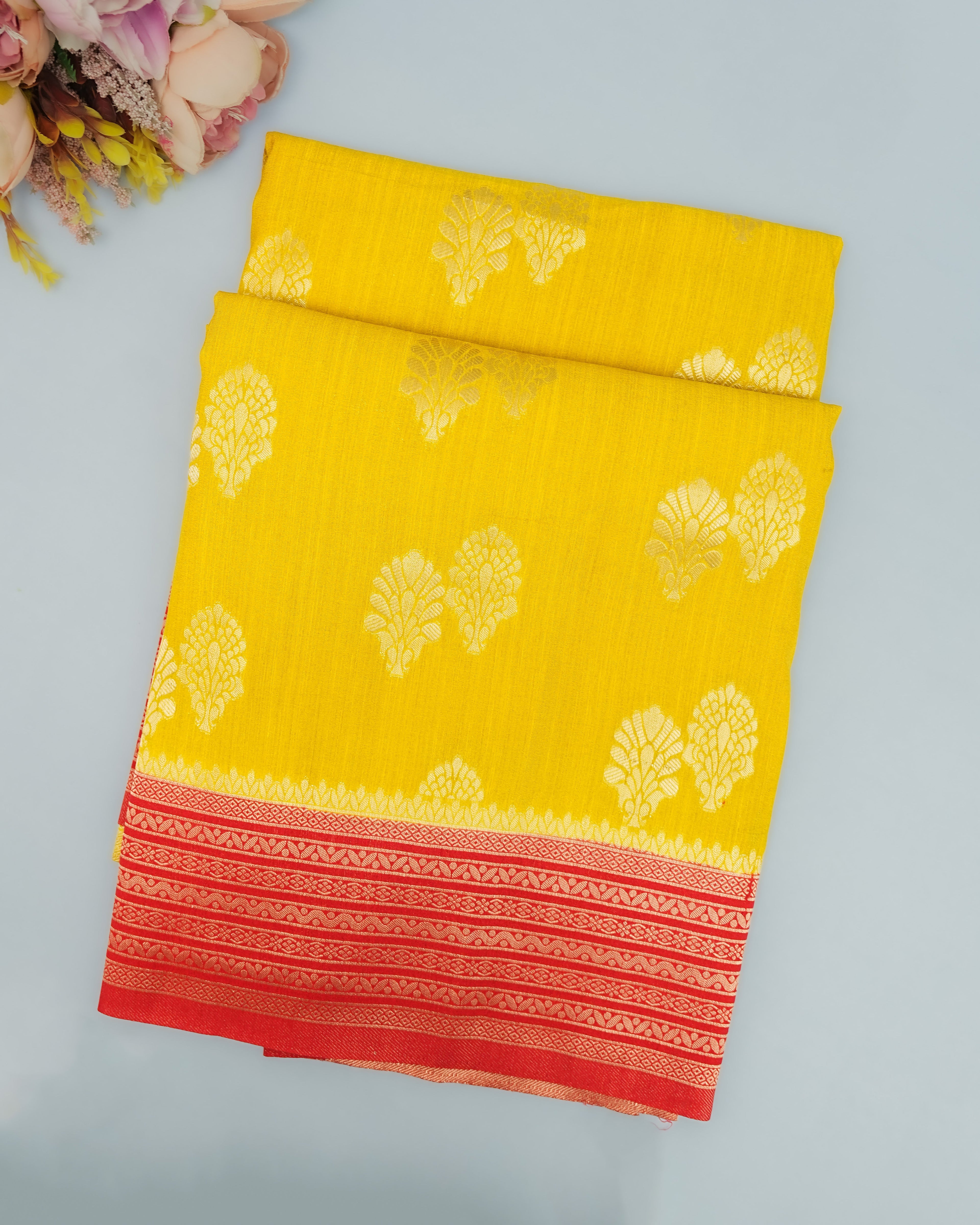 Yellow color Silk Saree
