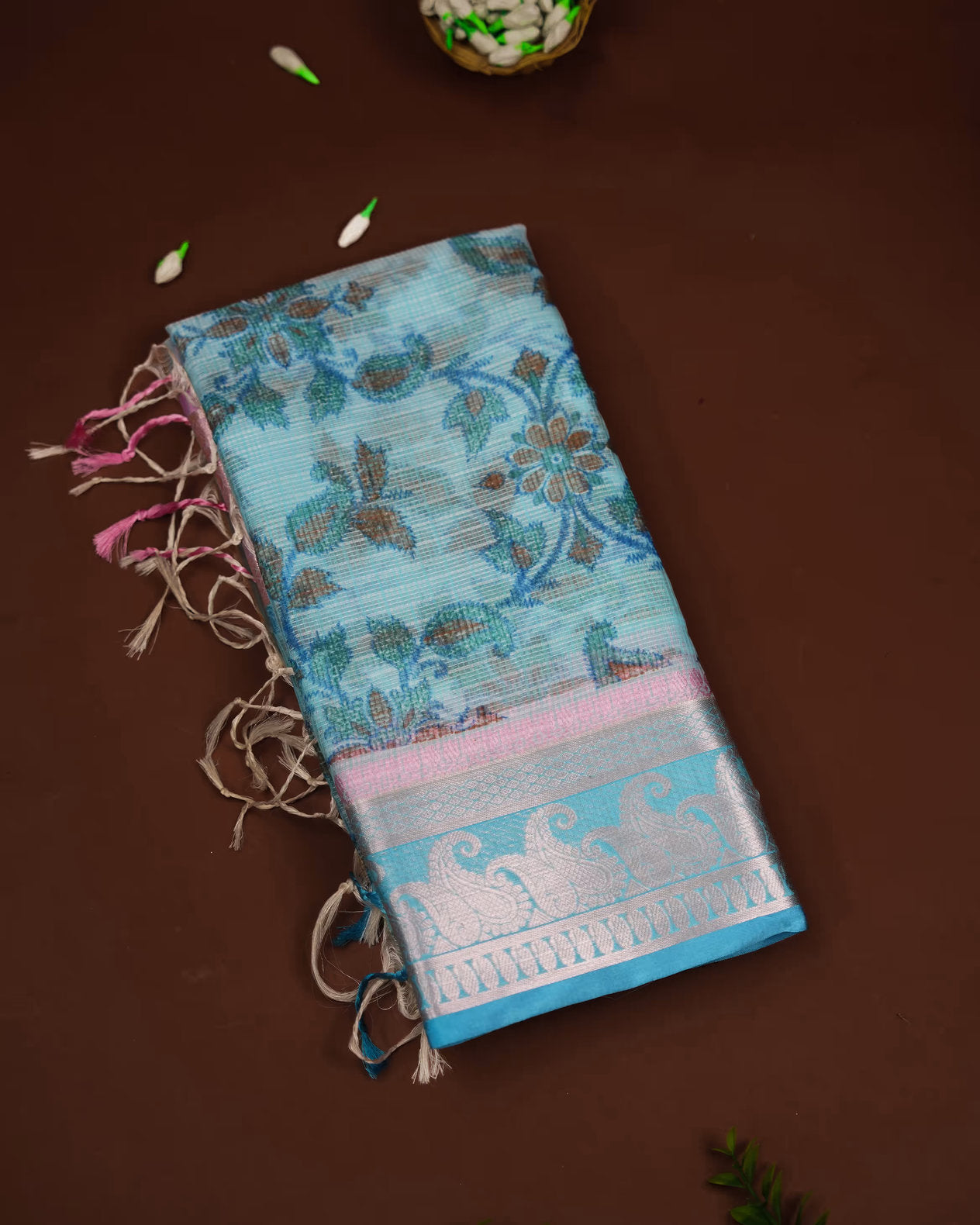 Ferozi Color Silk Kota Saree