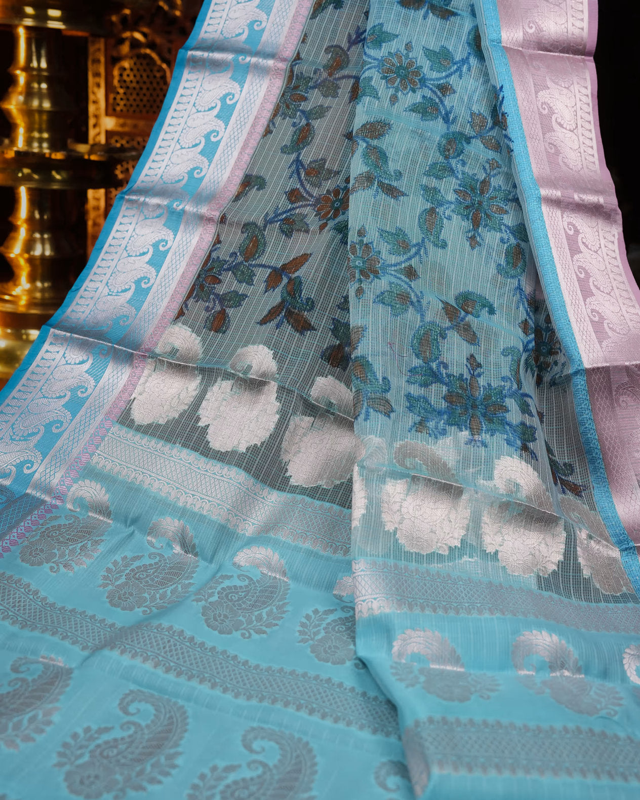 Ferozi Color Silk Kota Saree