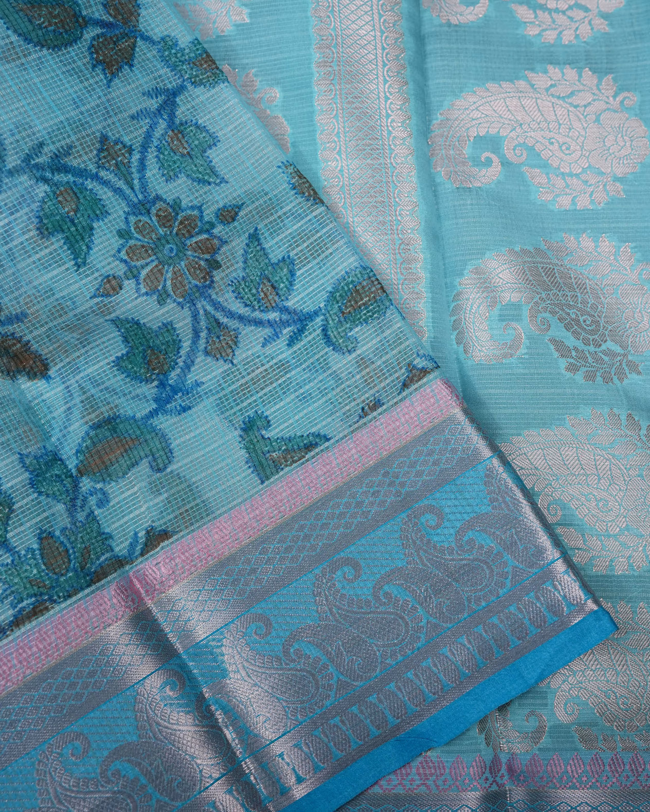 Ferozi Color Silk Kota Saree