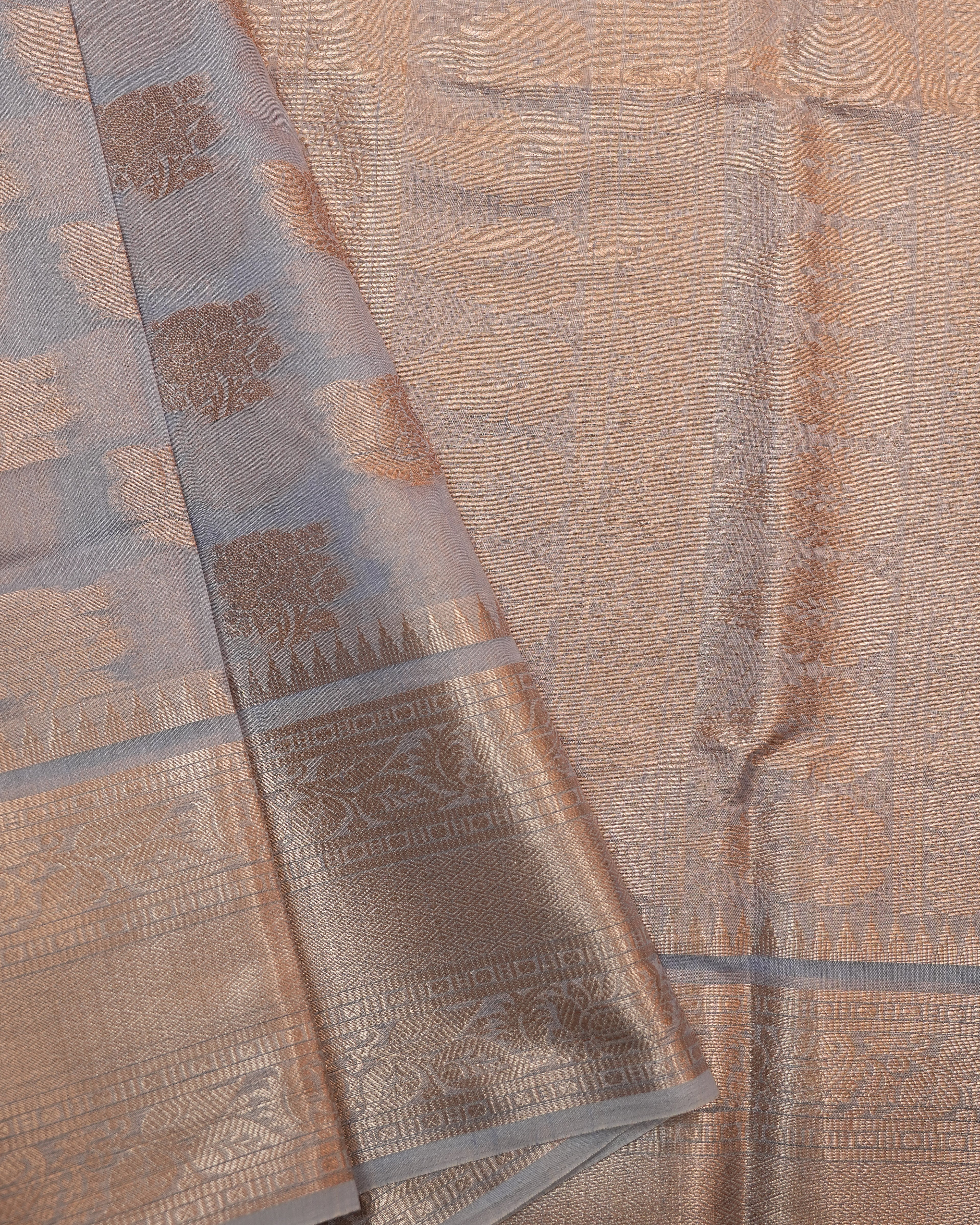 Grey color Silk Saree