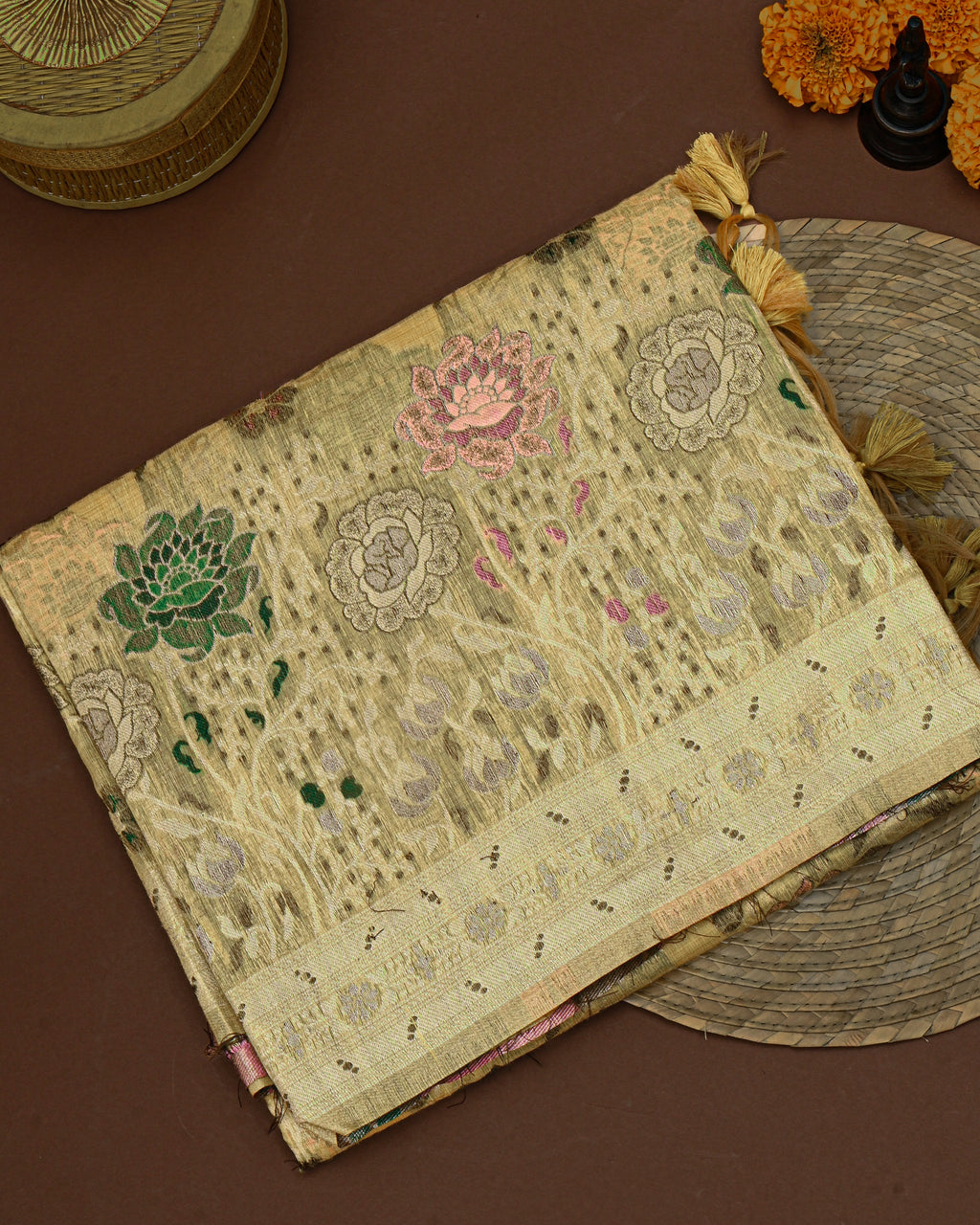 Green color Chanderi Saree