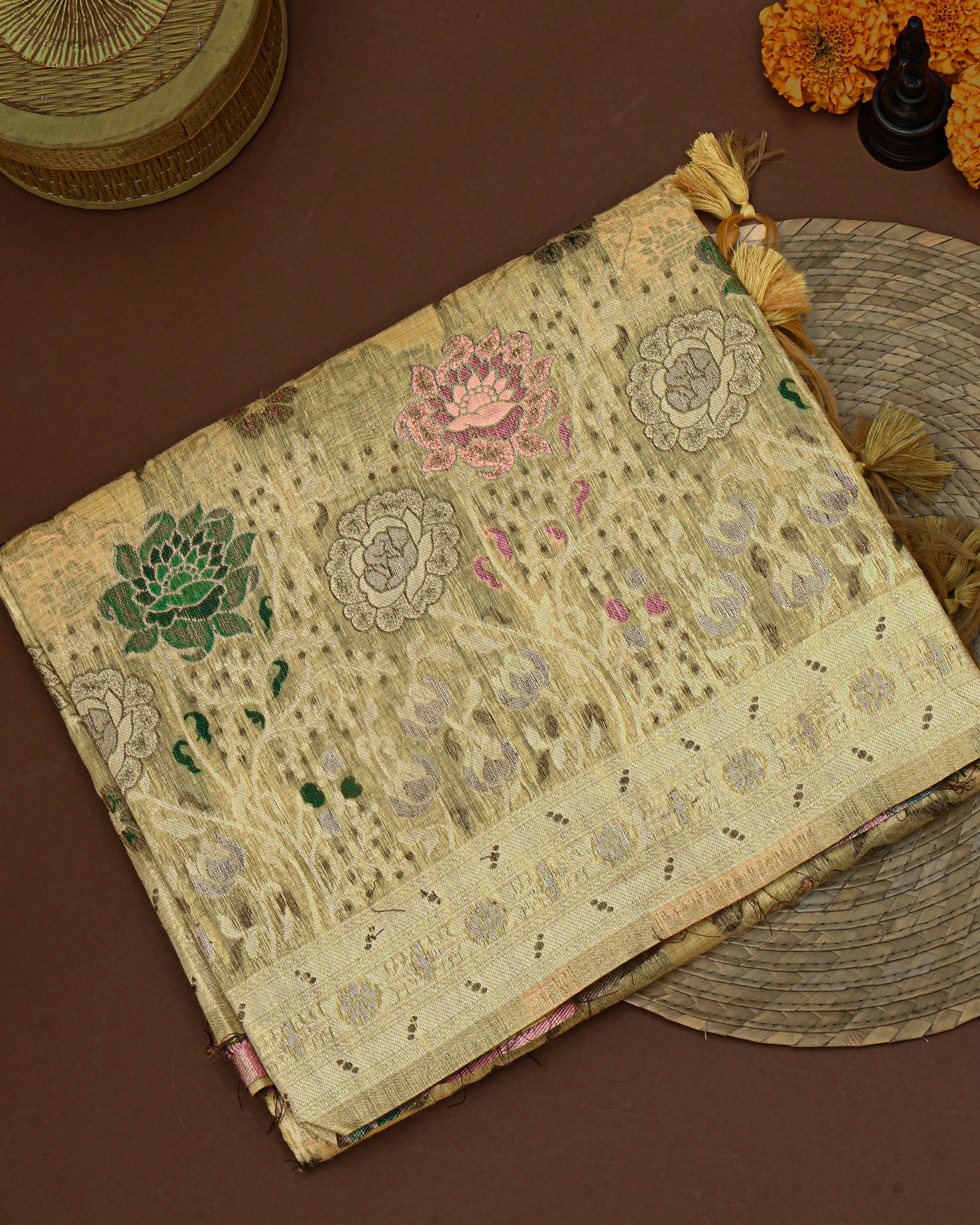 Green color Chanderi Saree