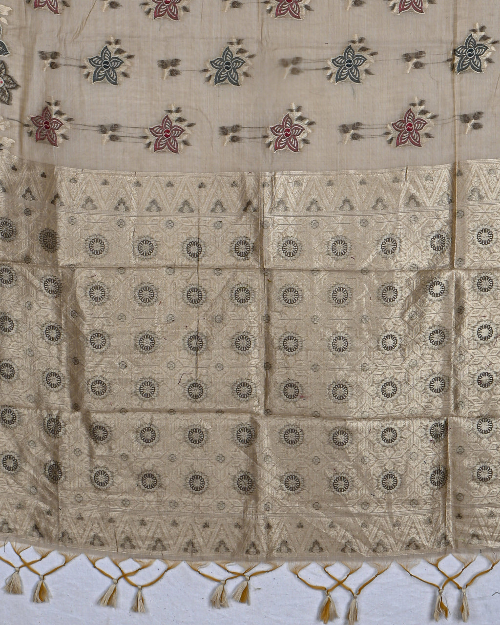 Off White color Chanderi Saree
