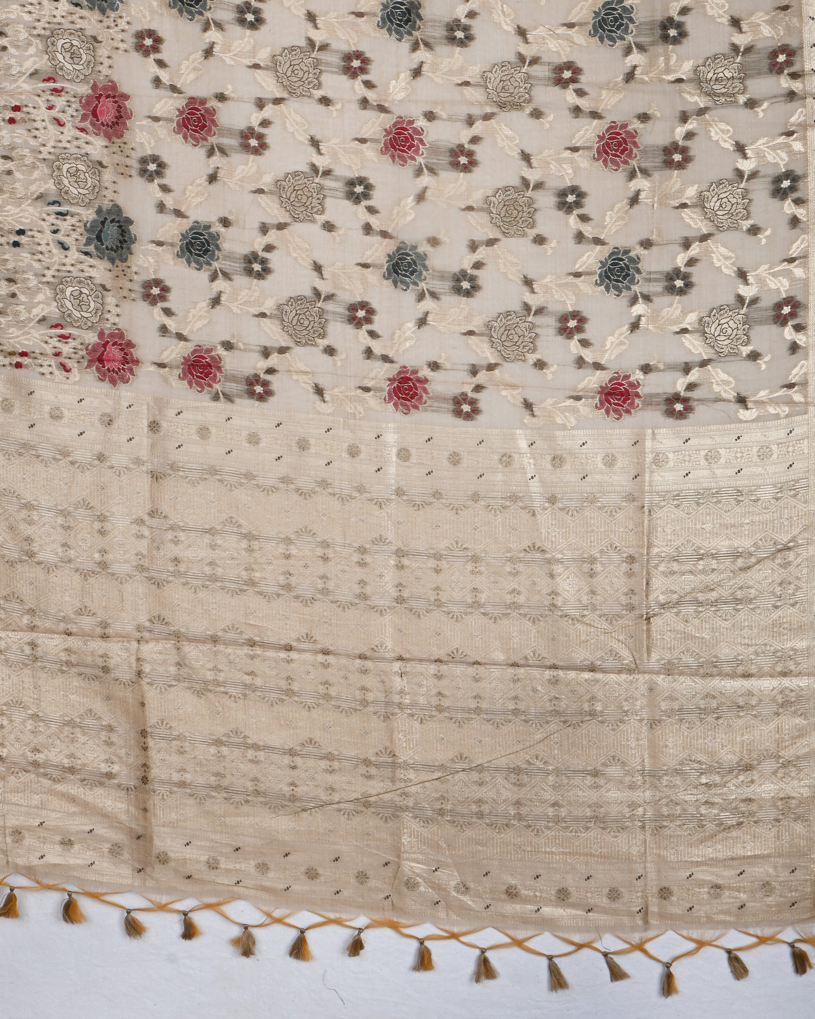Off White color Chanderi Saree