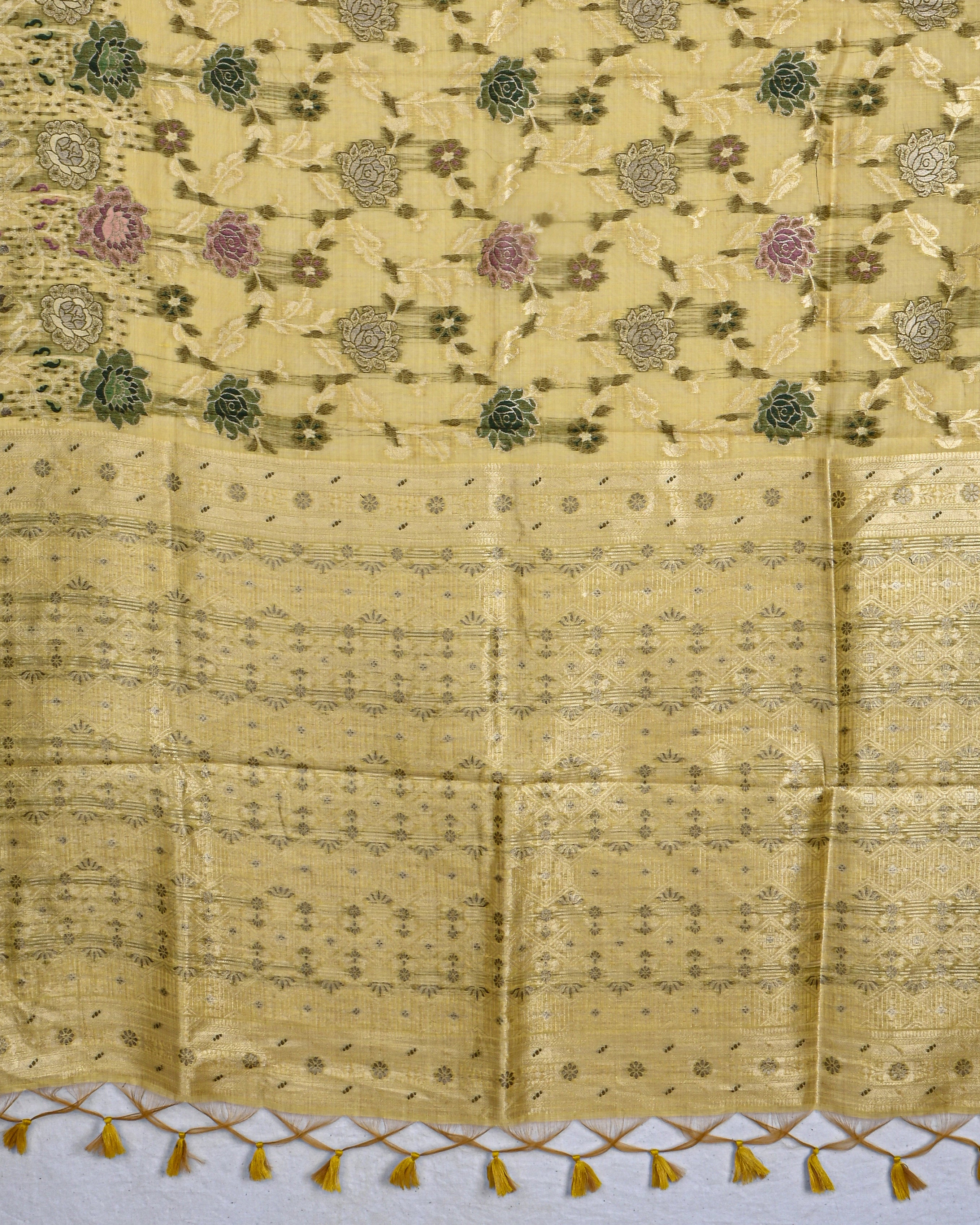 Yellow color Chanderi Saree