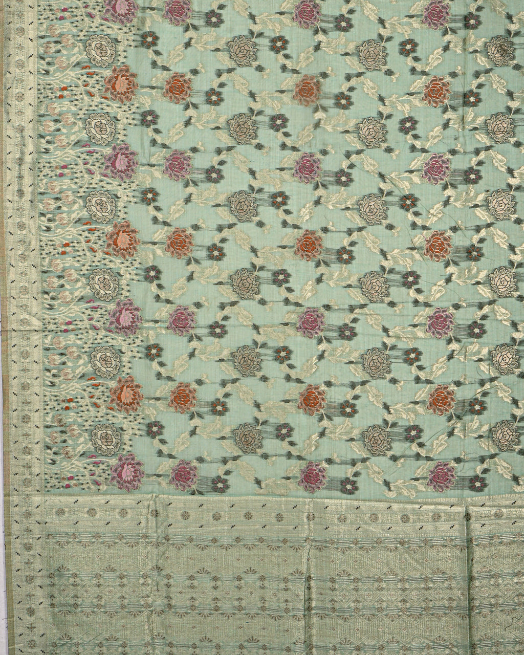 Ferozi color Chanderi Saree