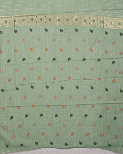 Ferozi color Chanderi Saree