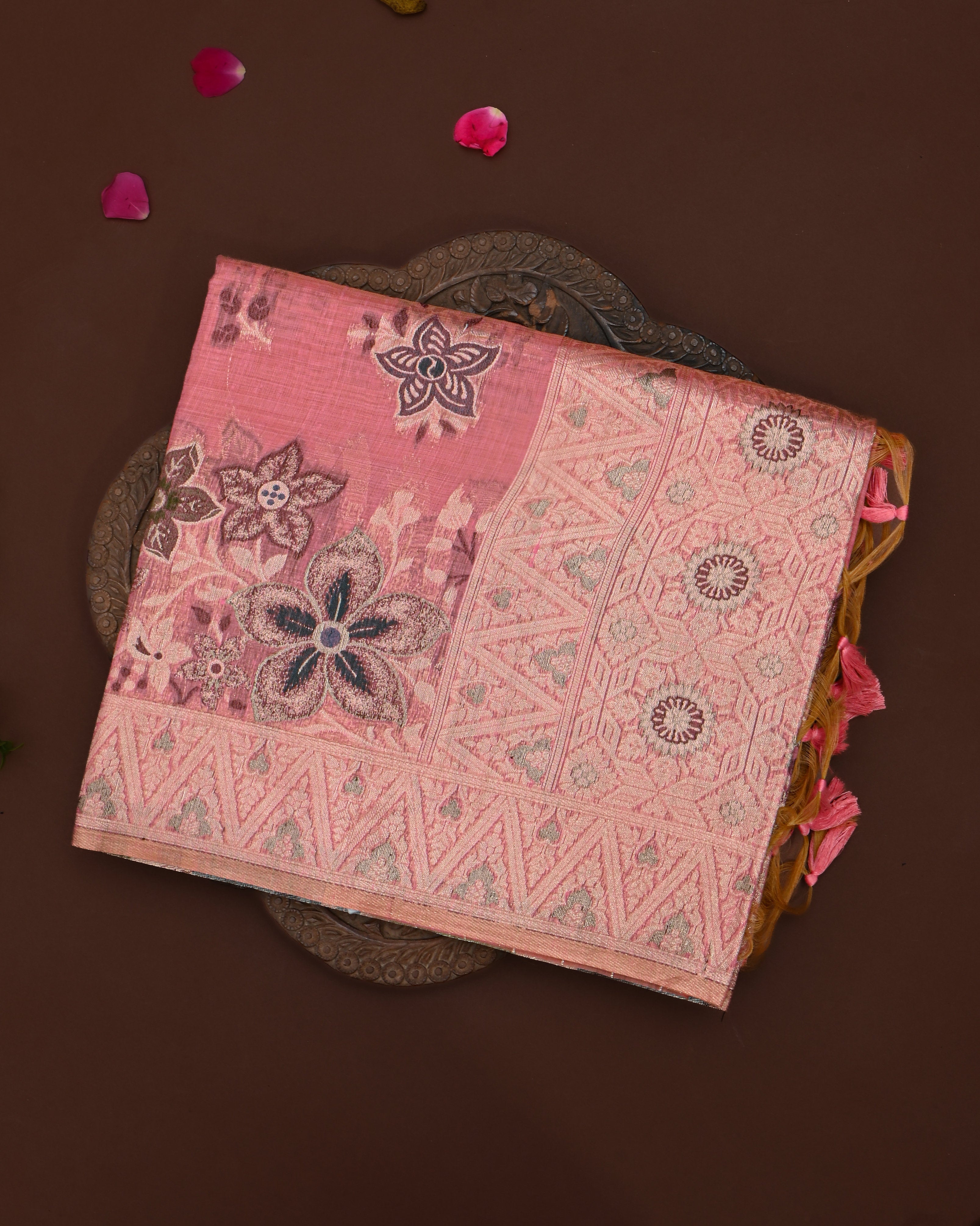 Pink color Chanderi Saree