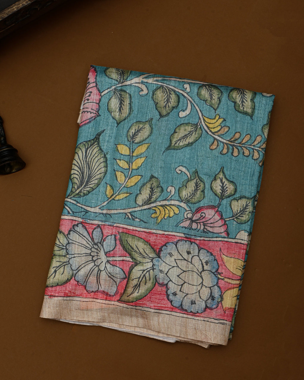 Ferozi color Tusser Saree