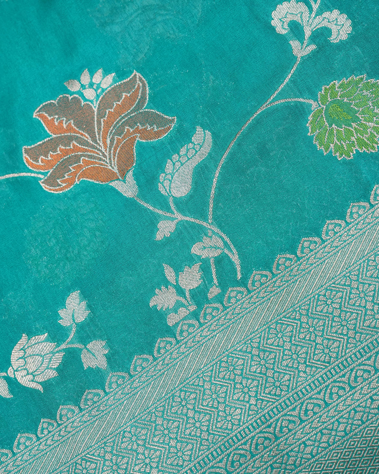 Ferozi Color Silk Saree