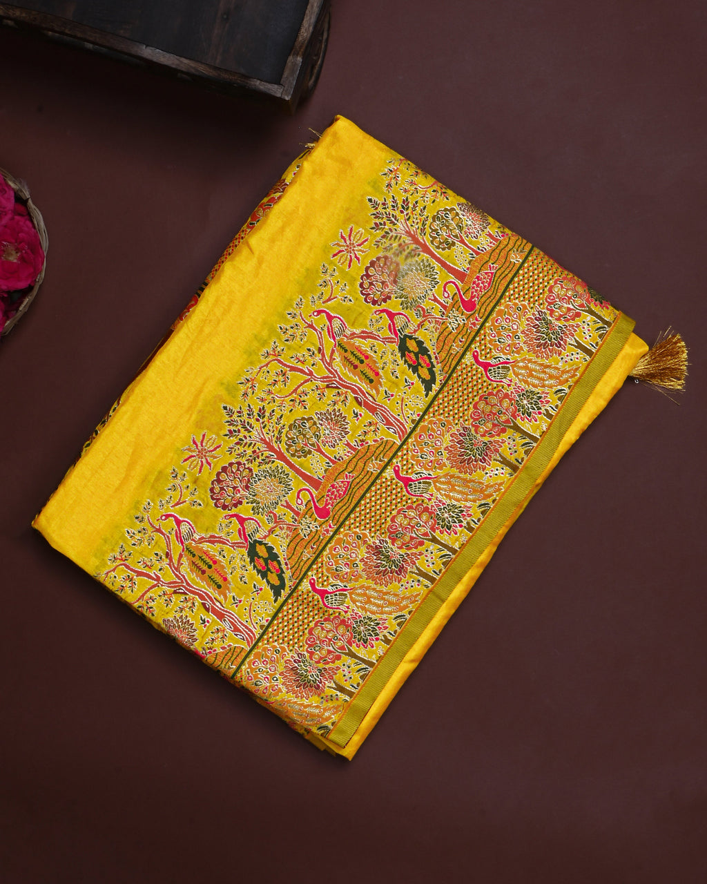 Yellow color Silk Saree