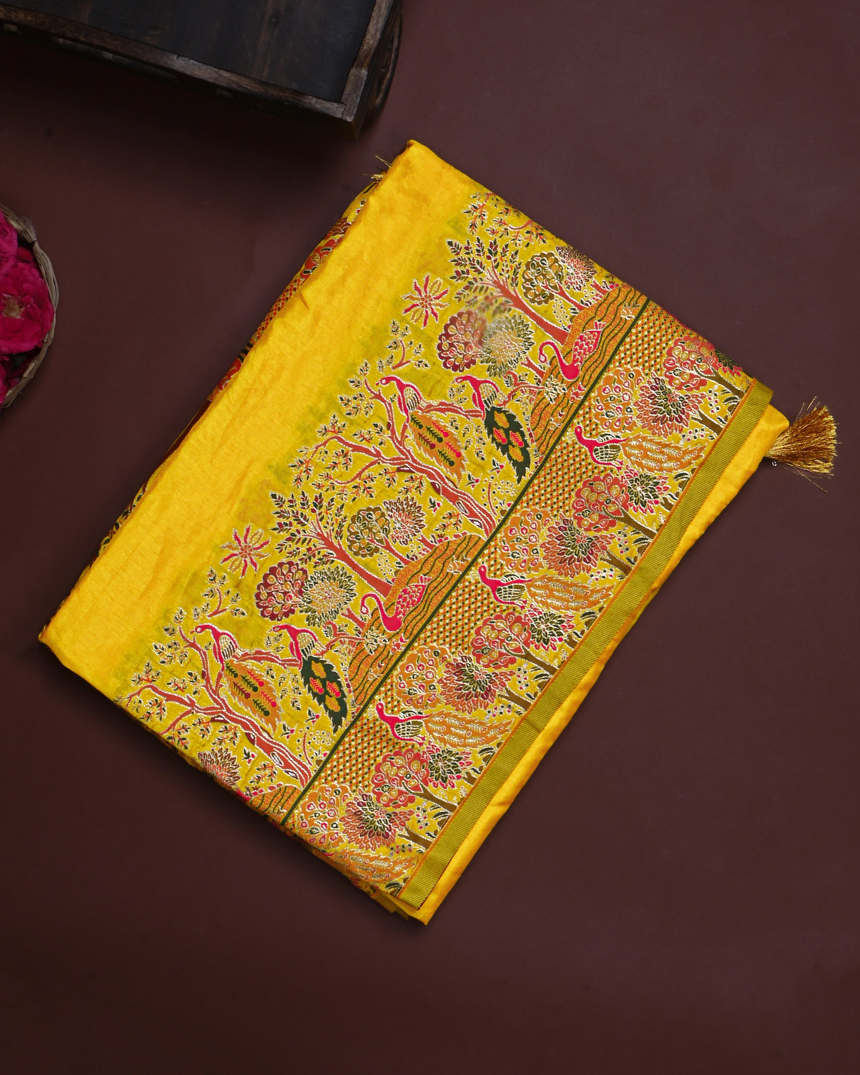 Yellow color Silk Saree
