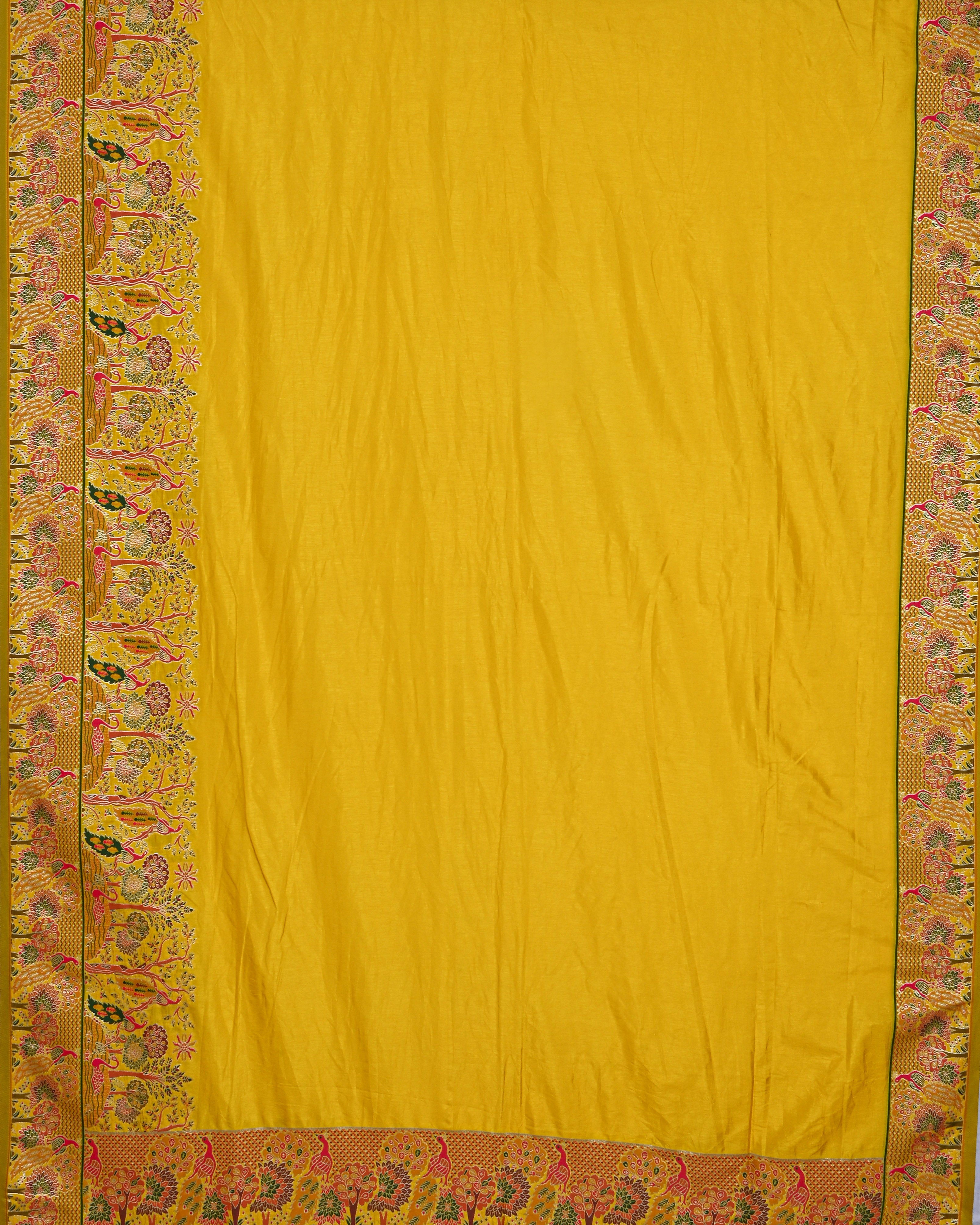 Yellow color Silk Saree