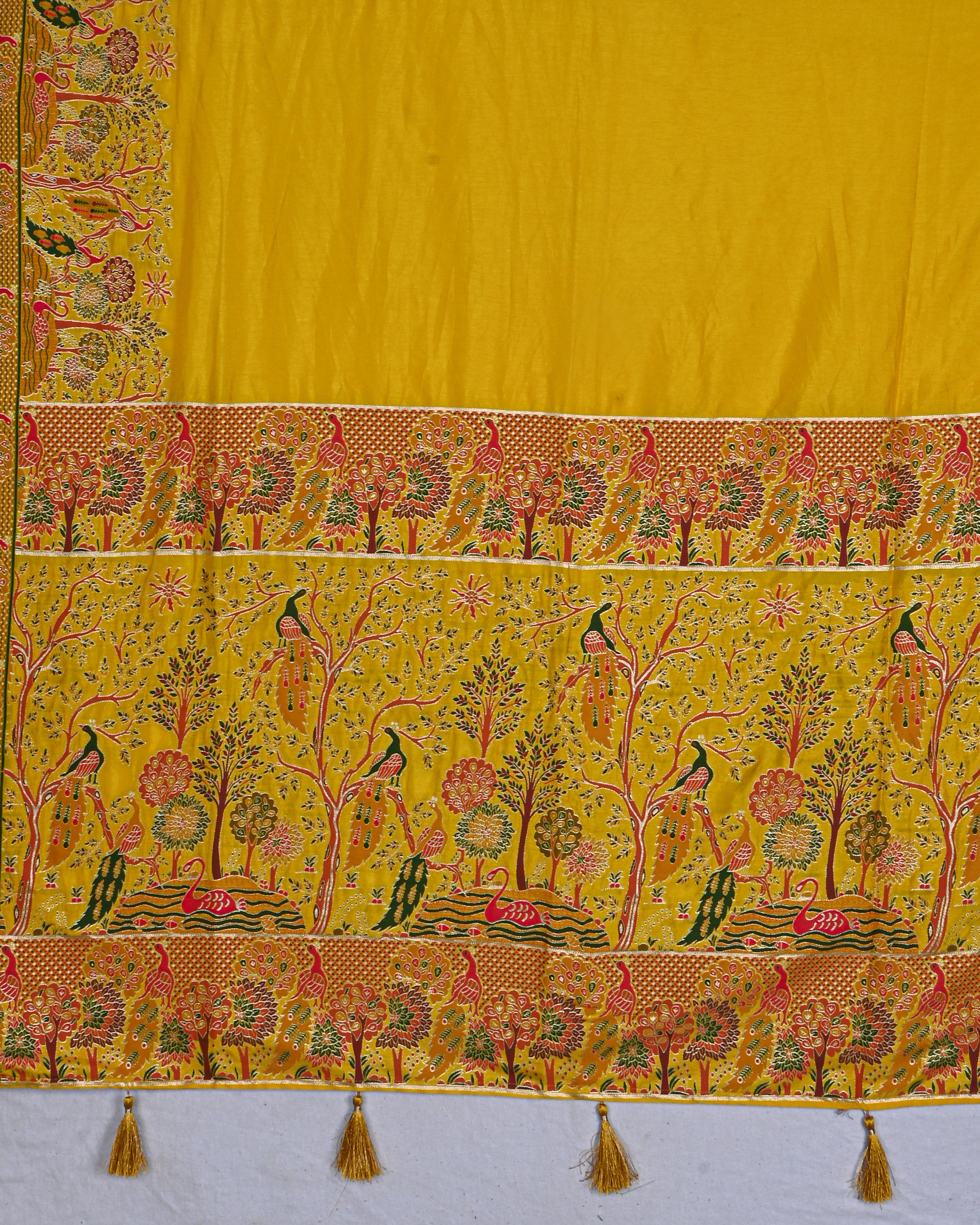 Yellow color Silk Saree
