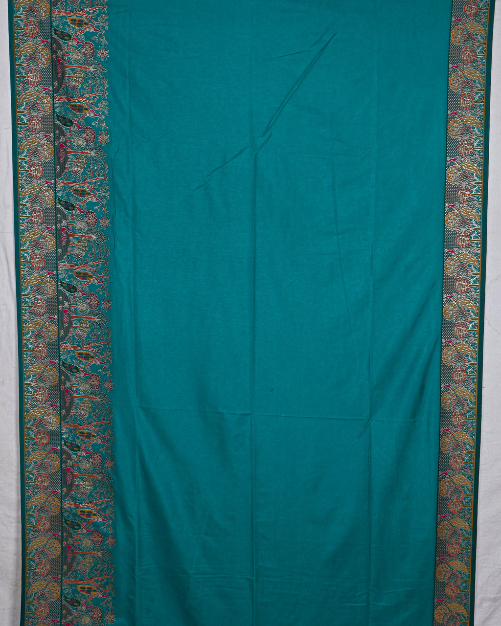 Ferozi color Silk Saree