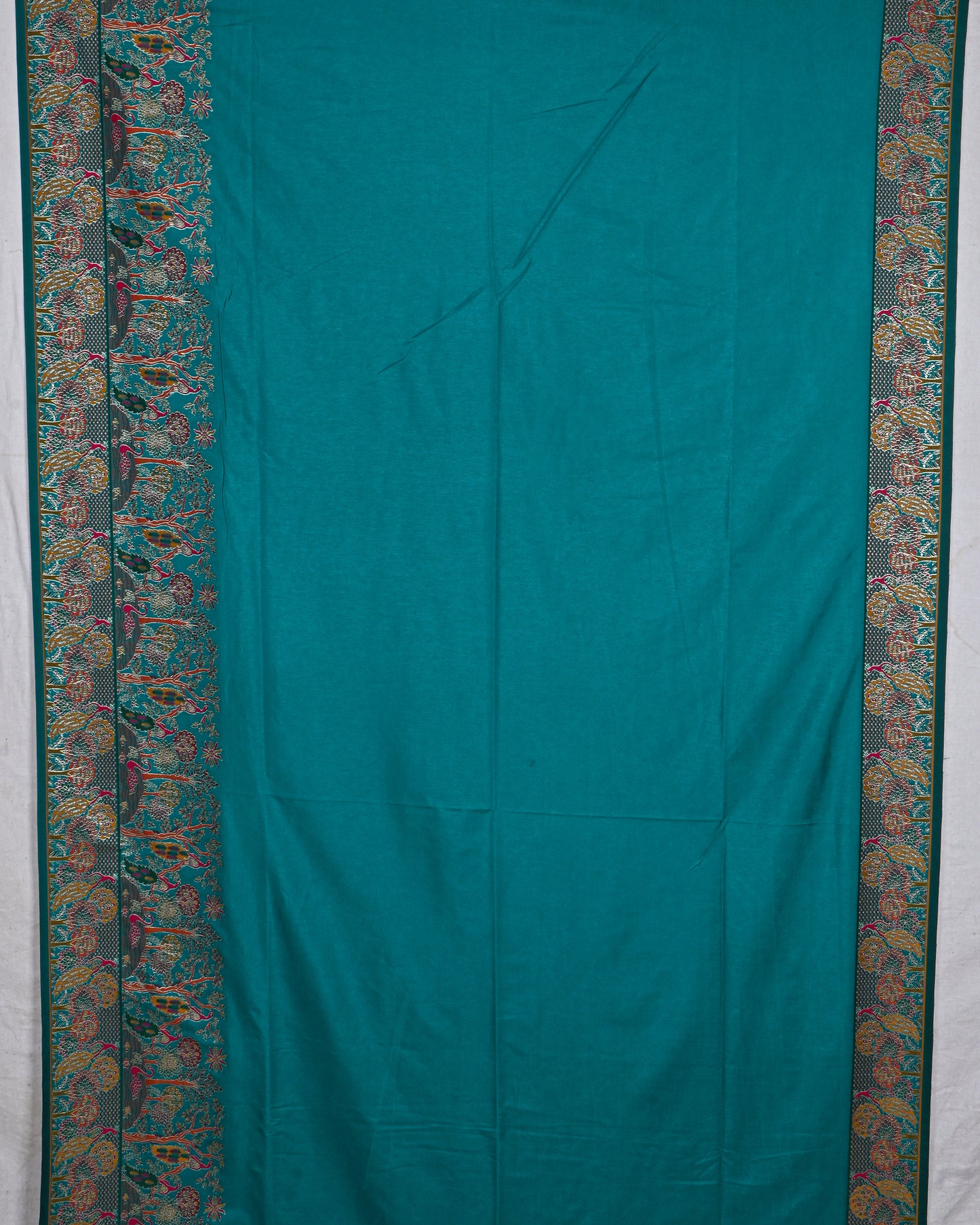 Ferozi color Silk Saree