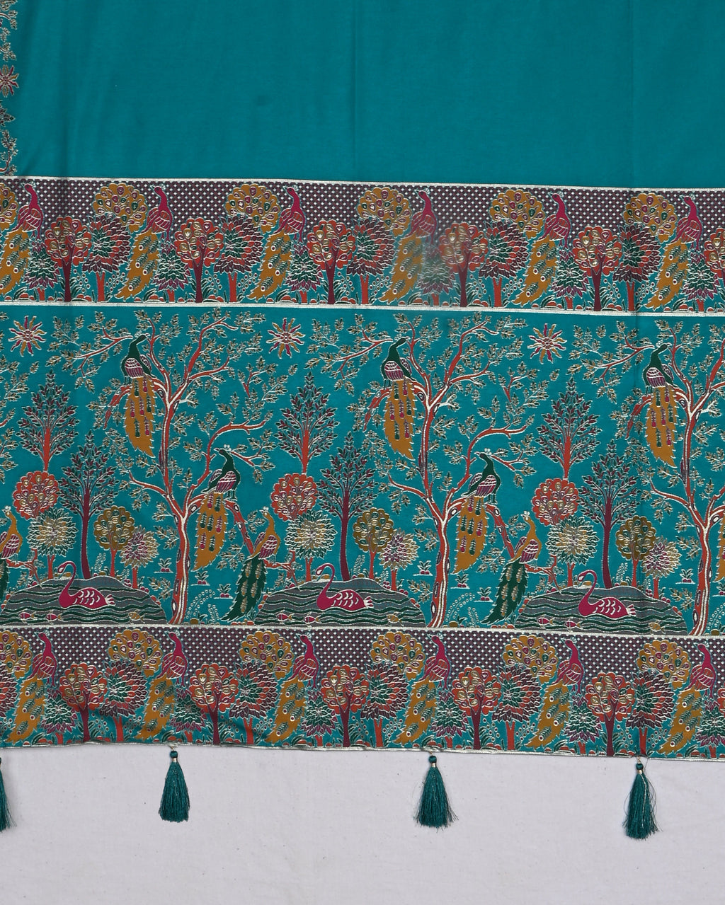 Ferozi color Silk Saree