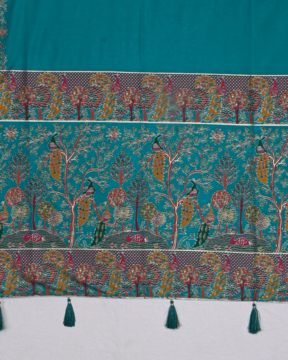 Ferozi color Silk Saree