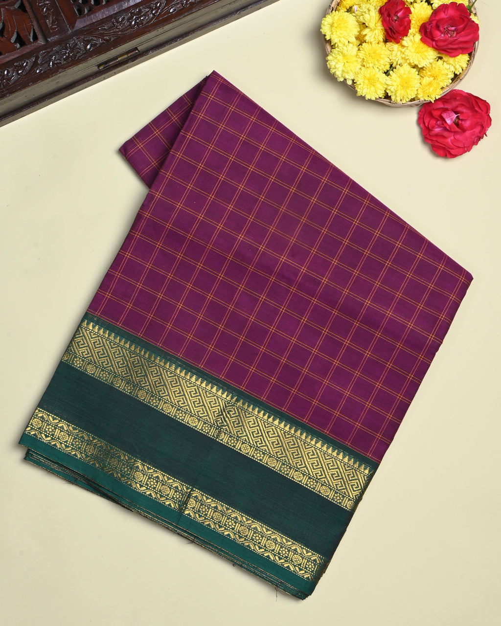 Purple Color Cotton Saree