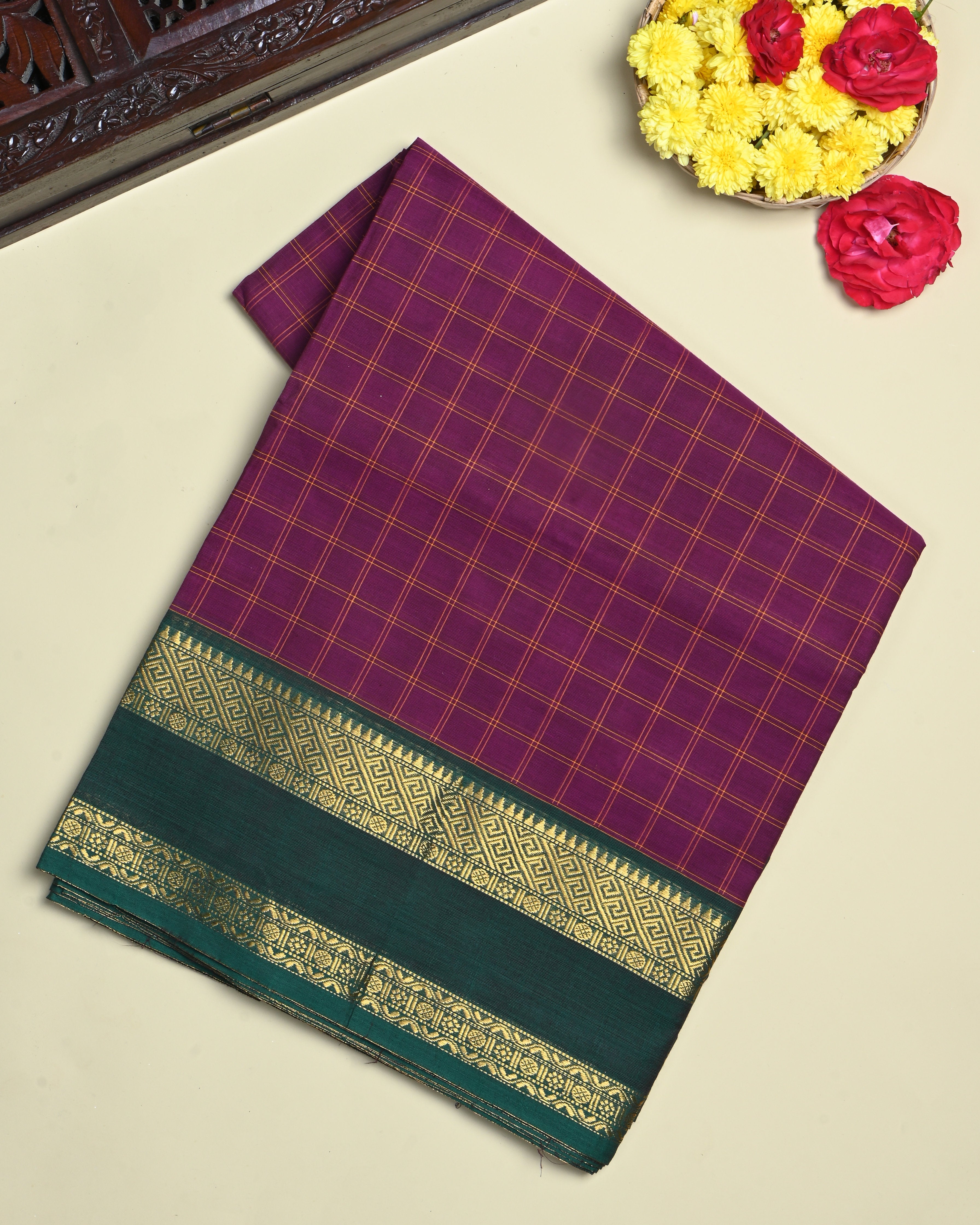 Purple Color Cotton Saree