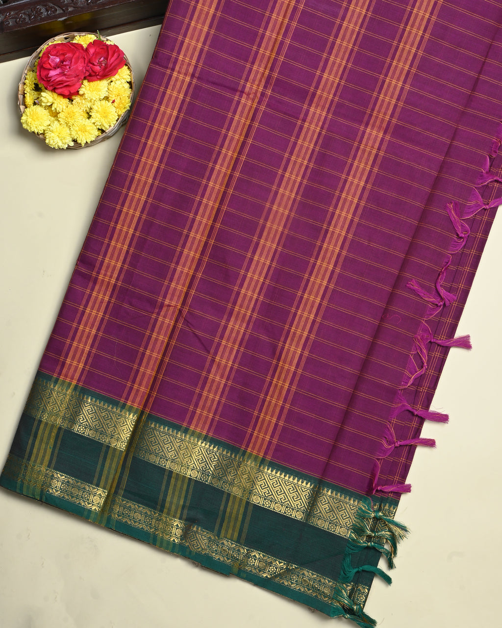 Purple Color Cotton Saree