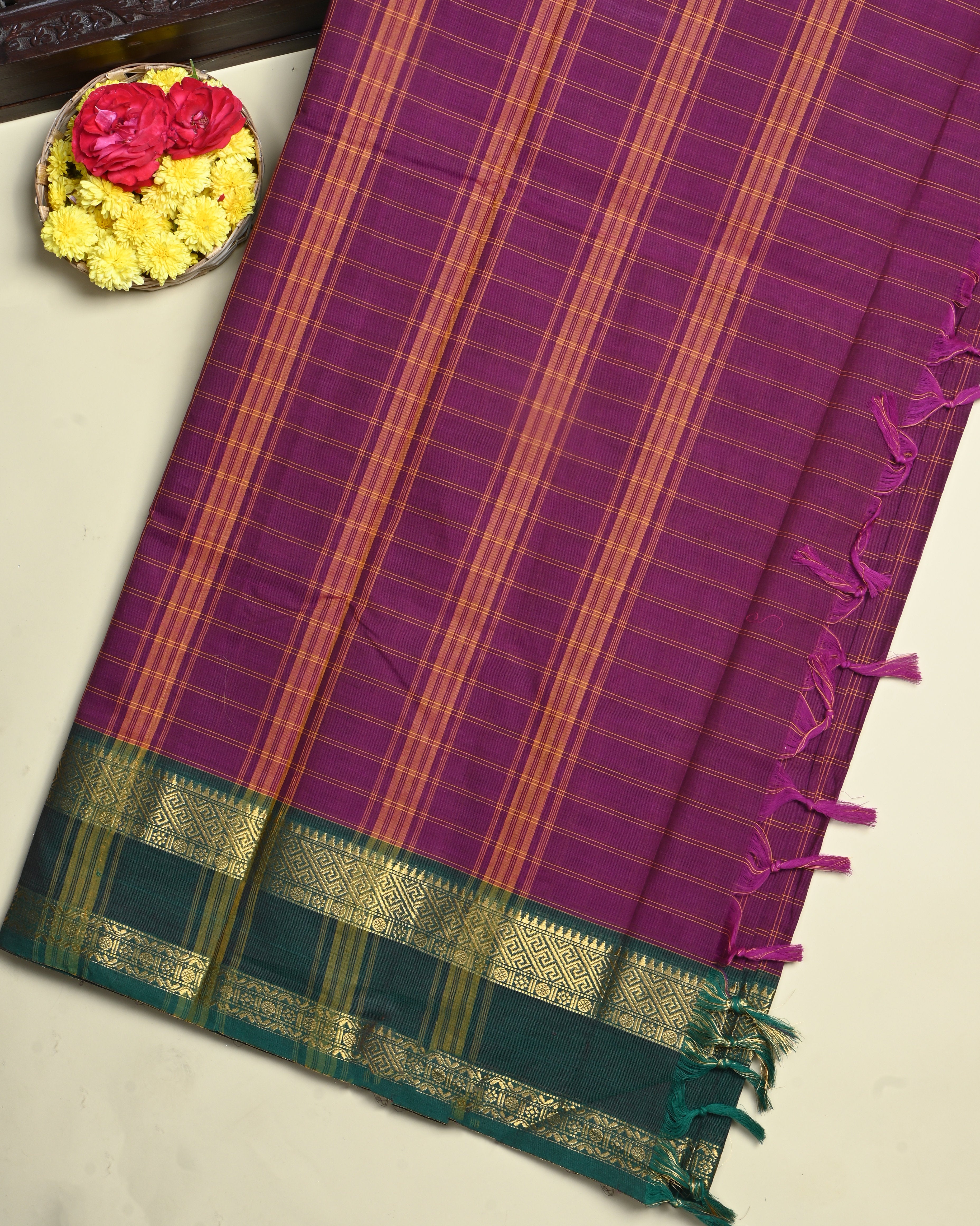 Purple Color Cotton Saree