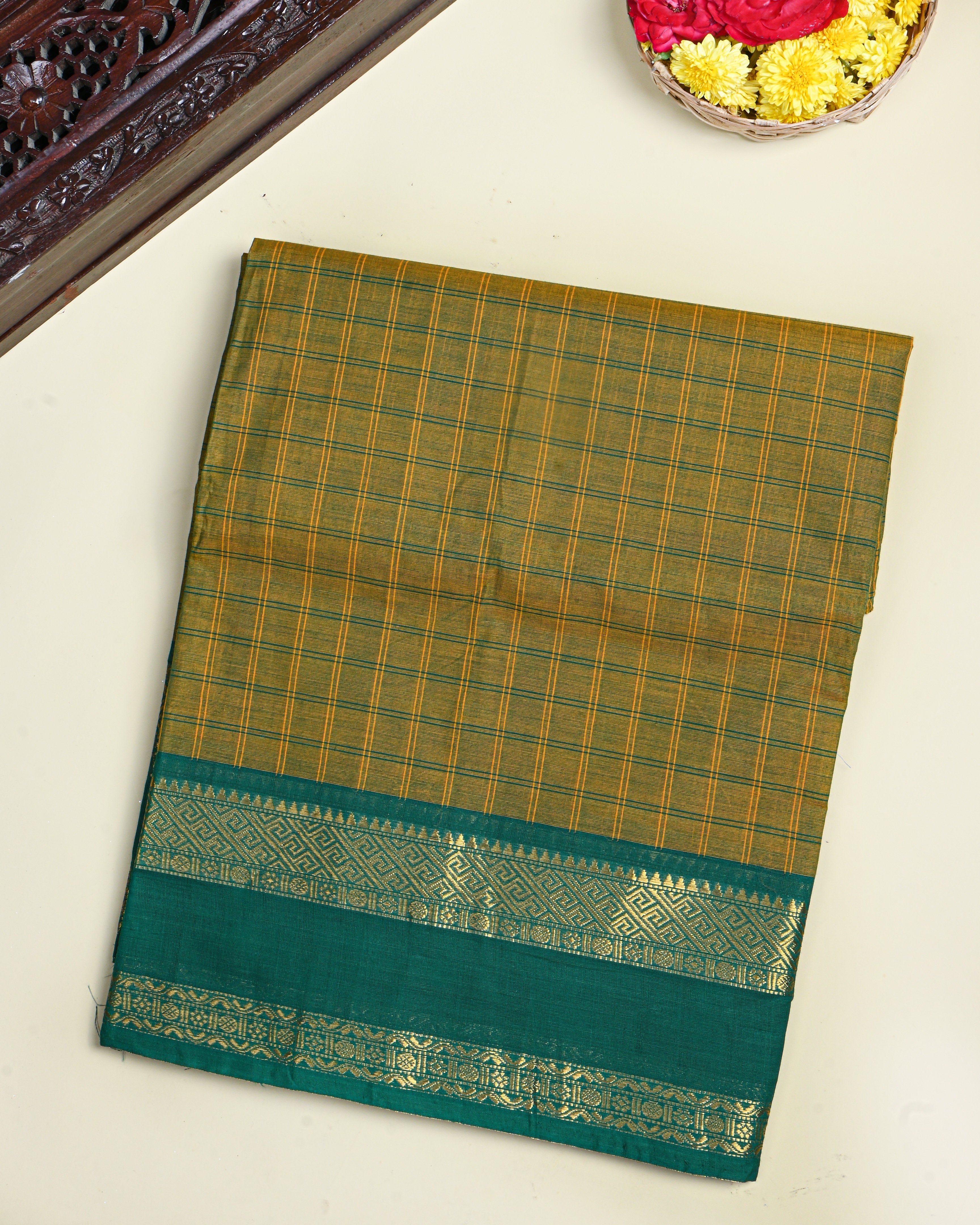Green Color Cotton Saree