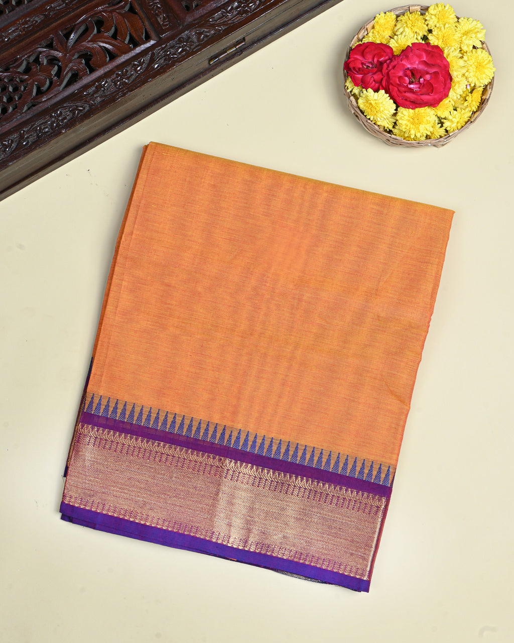 Orange Color Cotton Saree