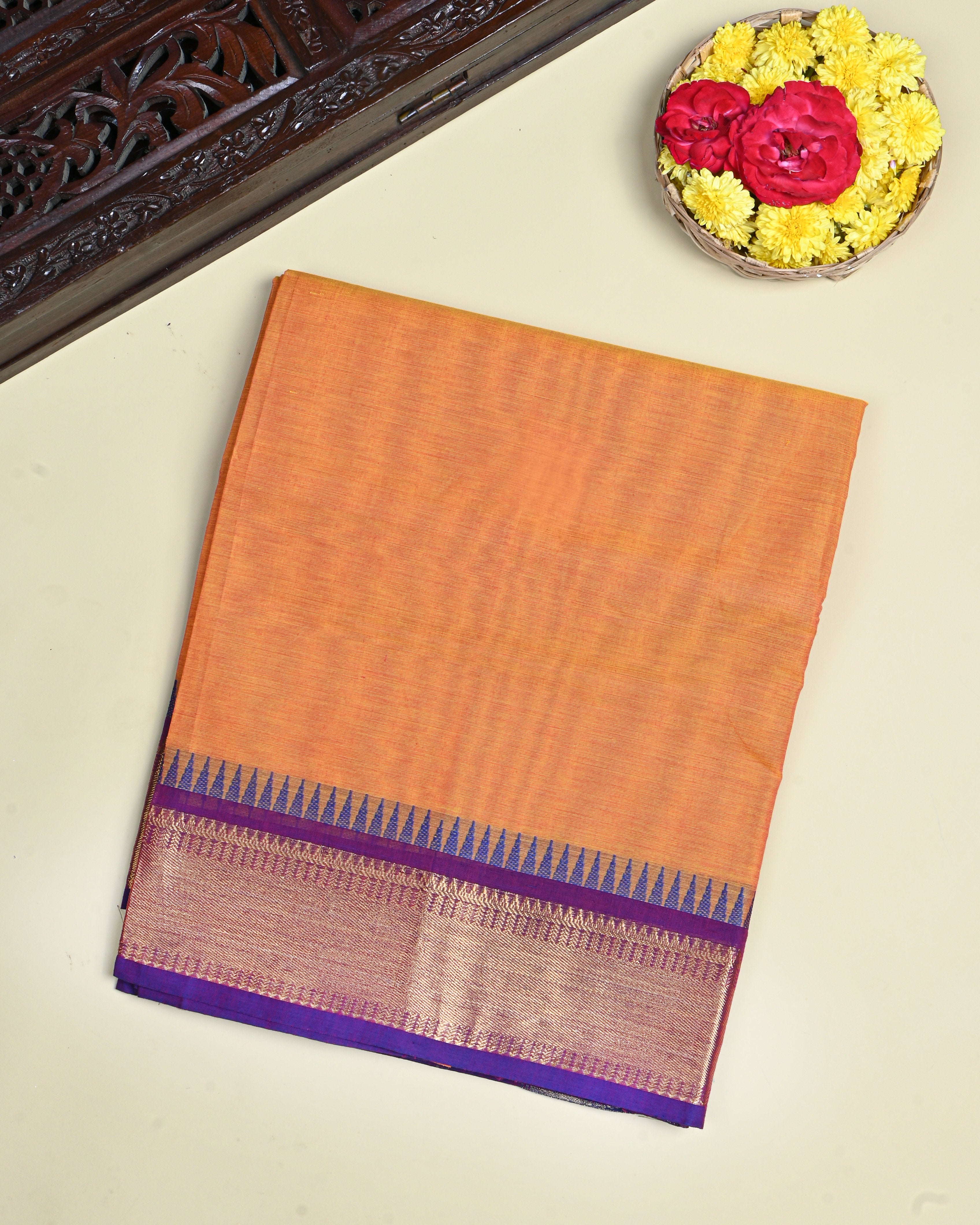 Orange Color Cotton Saree