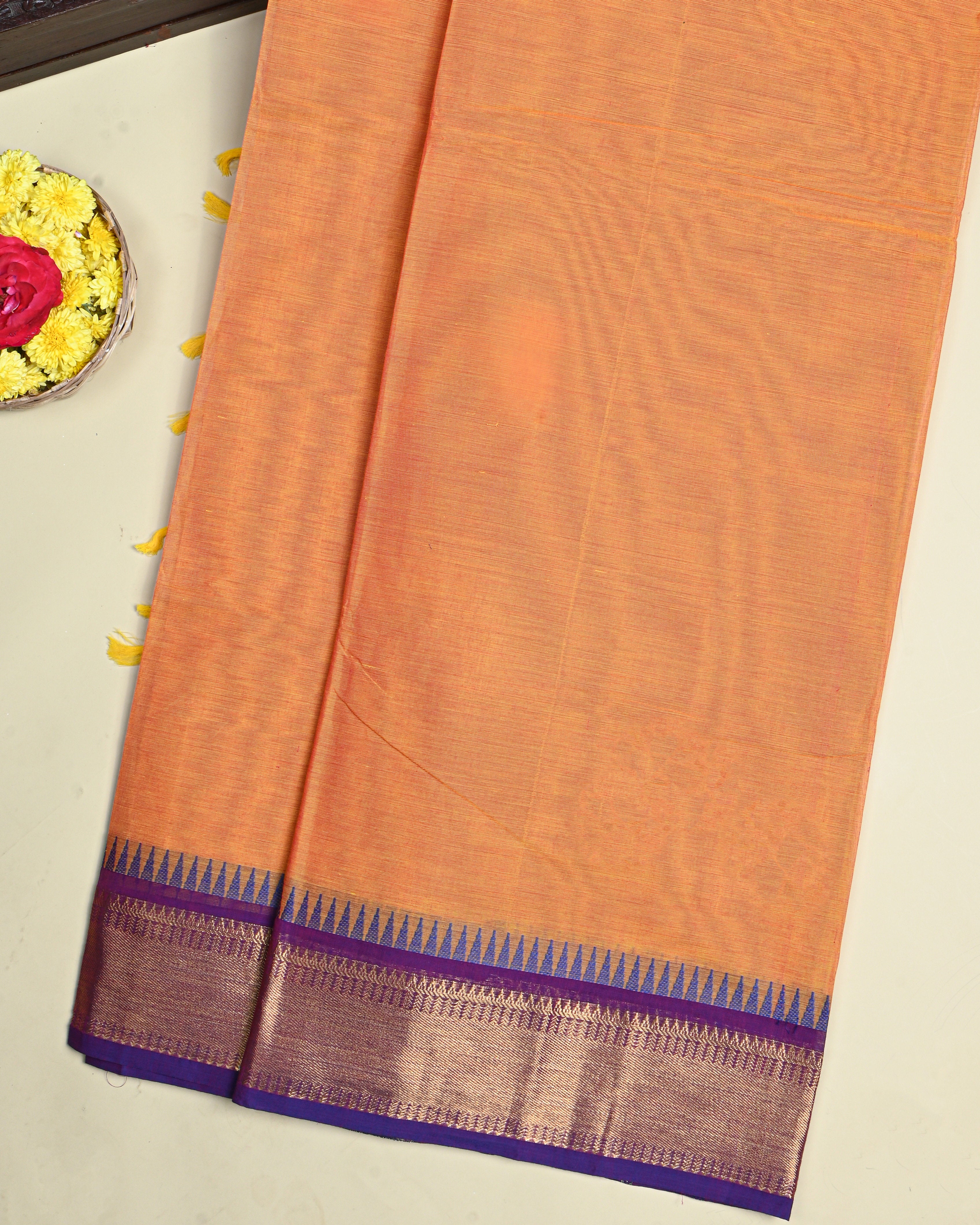 Orange Color Cotton Saree