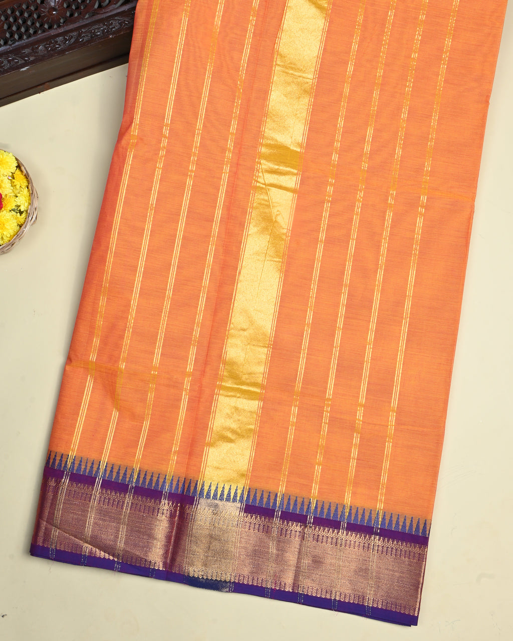 Orange Color Cotton Saree