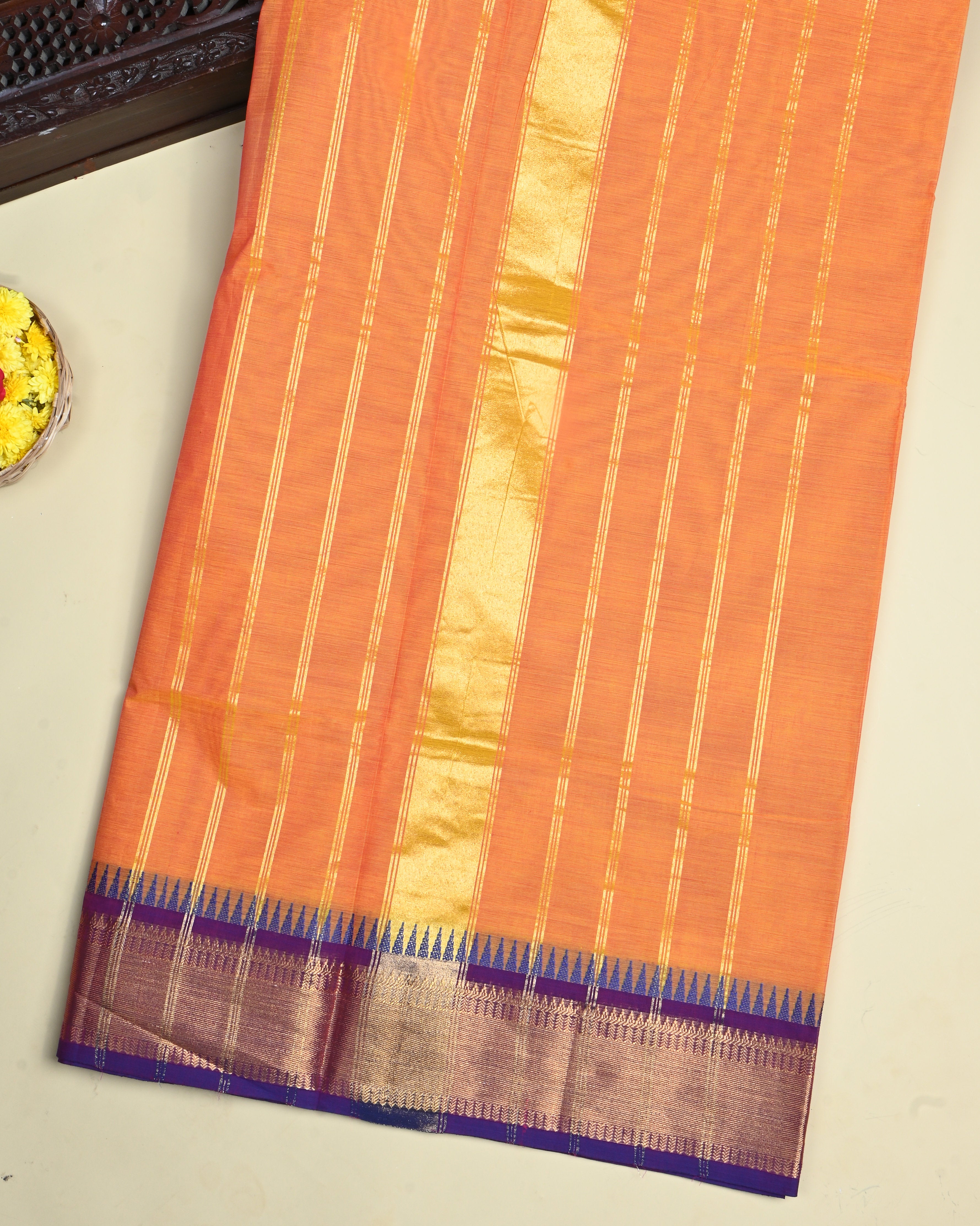 Orange Color Cotton Saree
