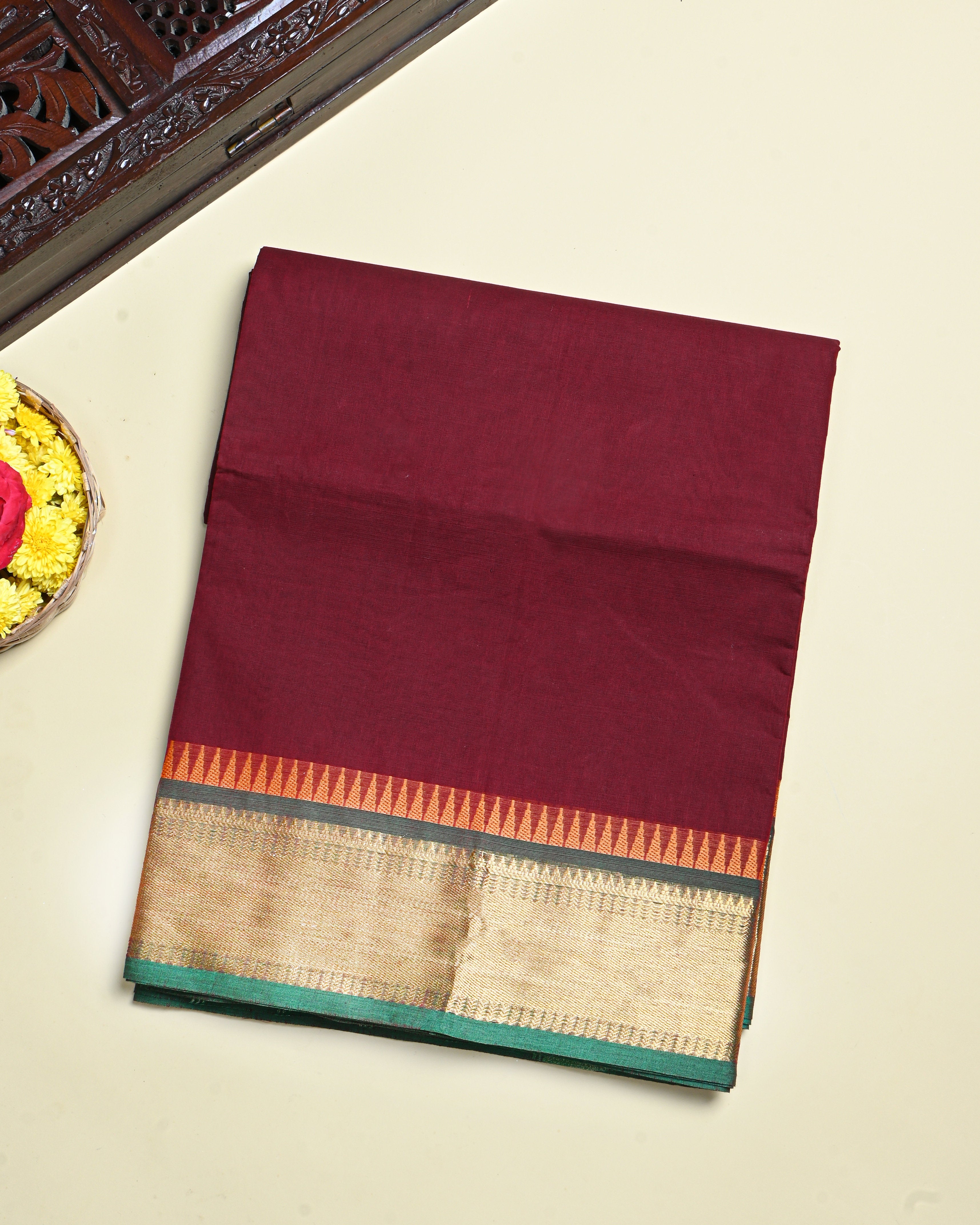 Maroon Color Cotton Saree