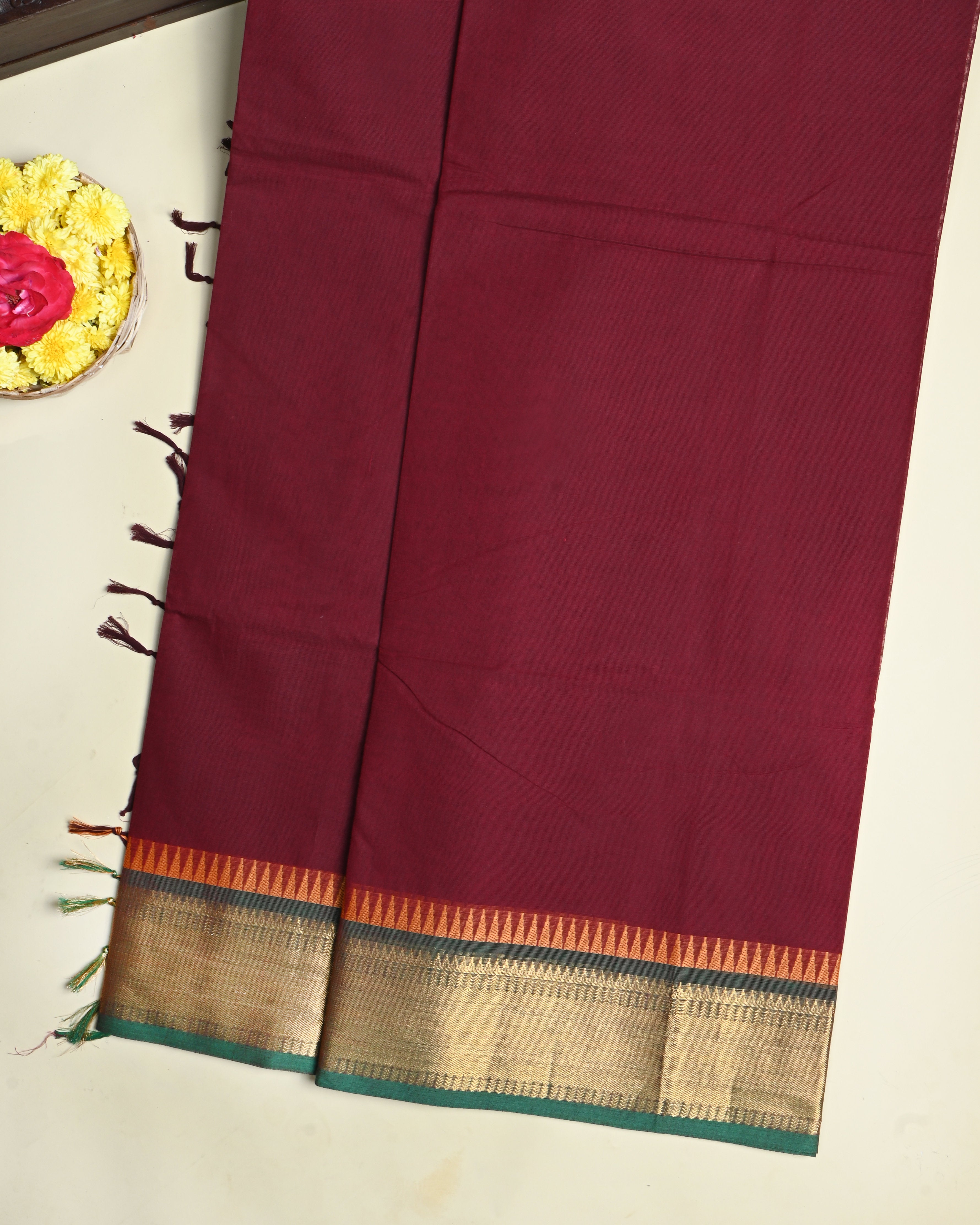 Maroon Color Cotton Saree