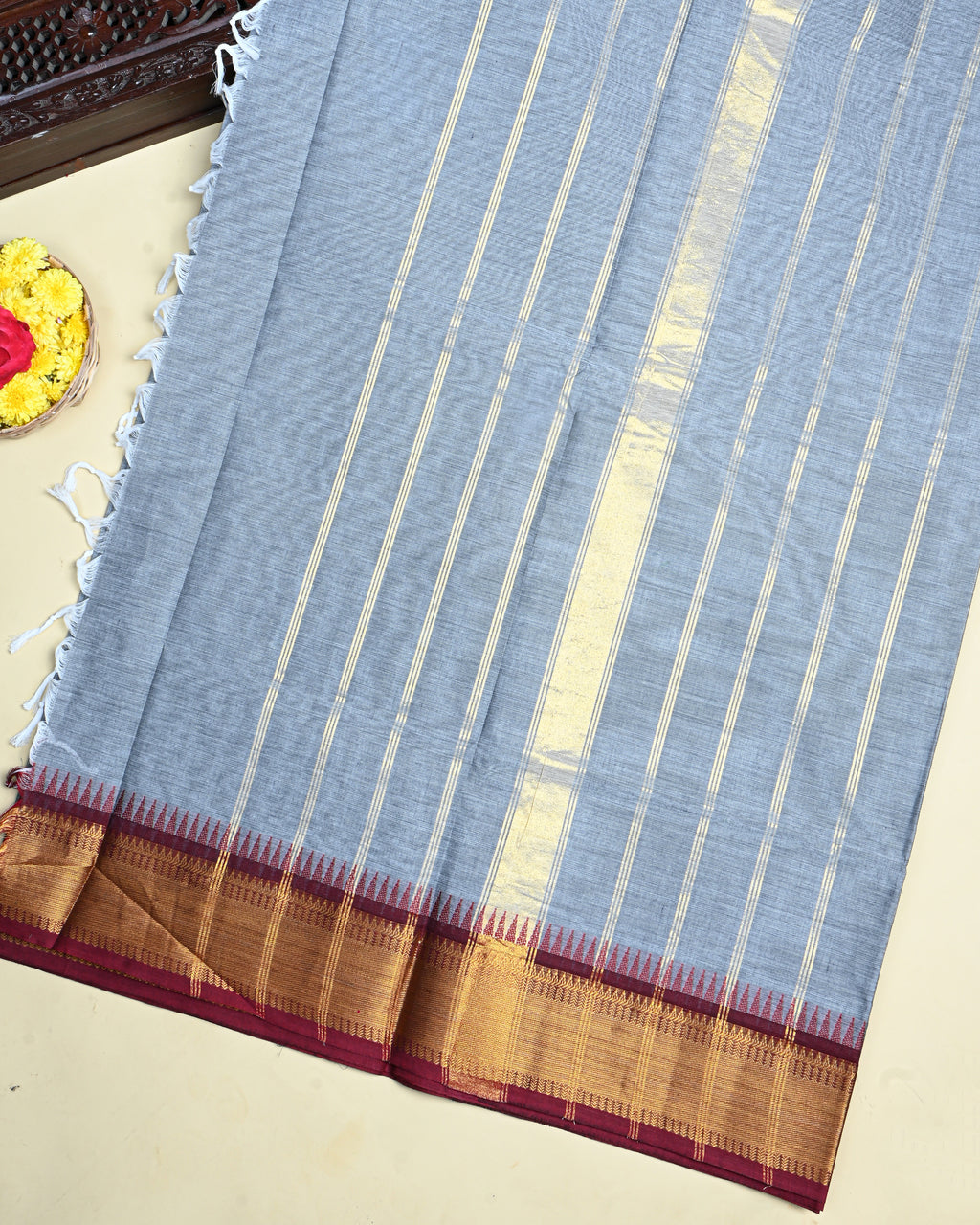 Grey Color Cotton Saree