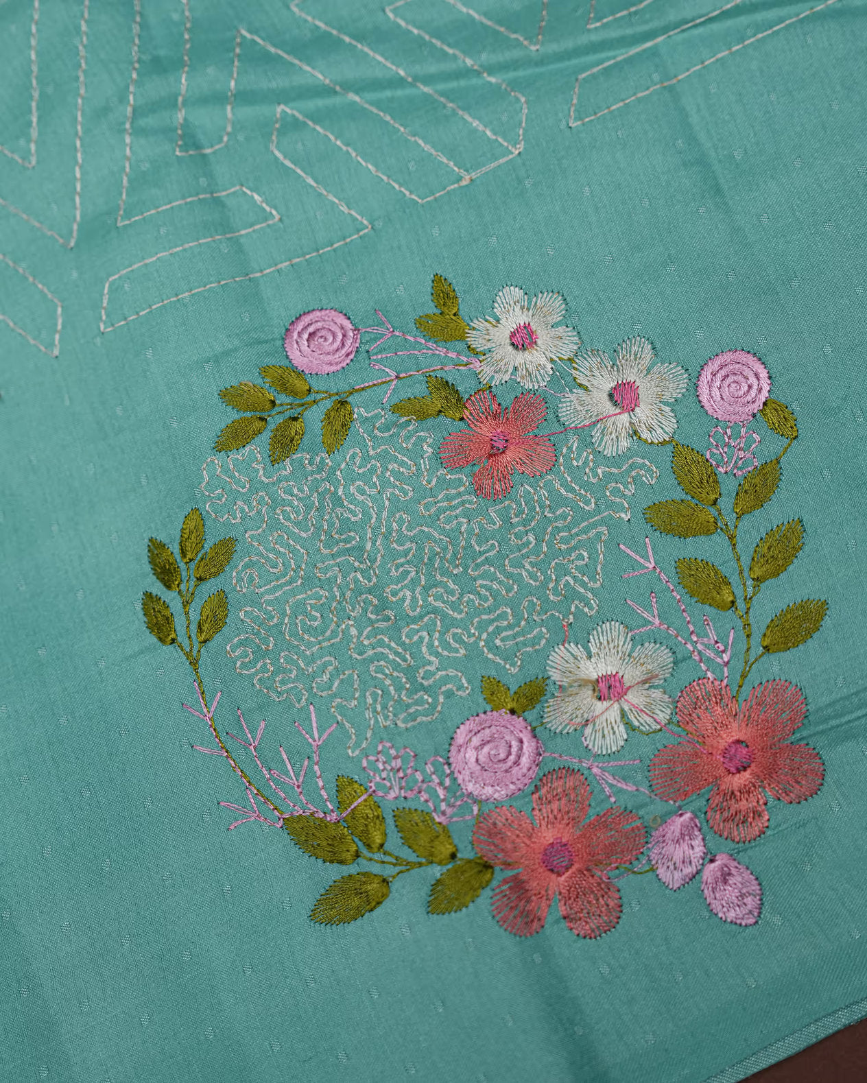 Ferozi Color Silk Saree