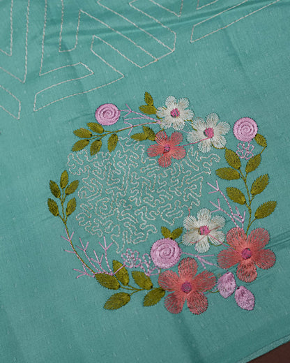 Ferozi Color Silk Saree