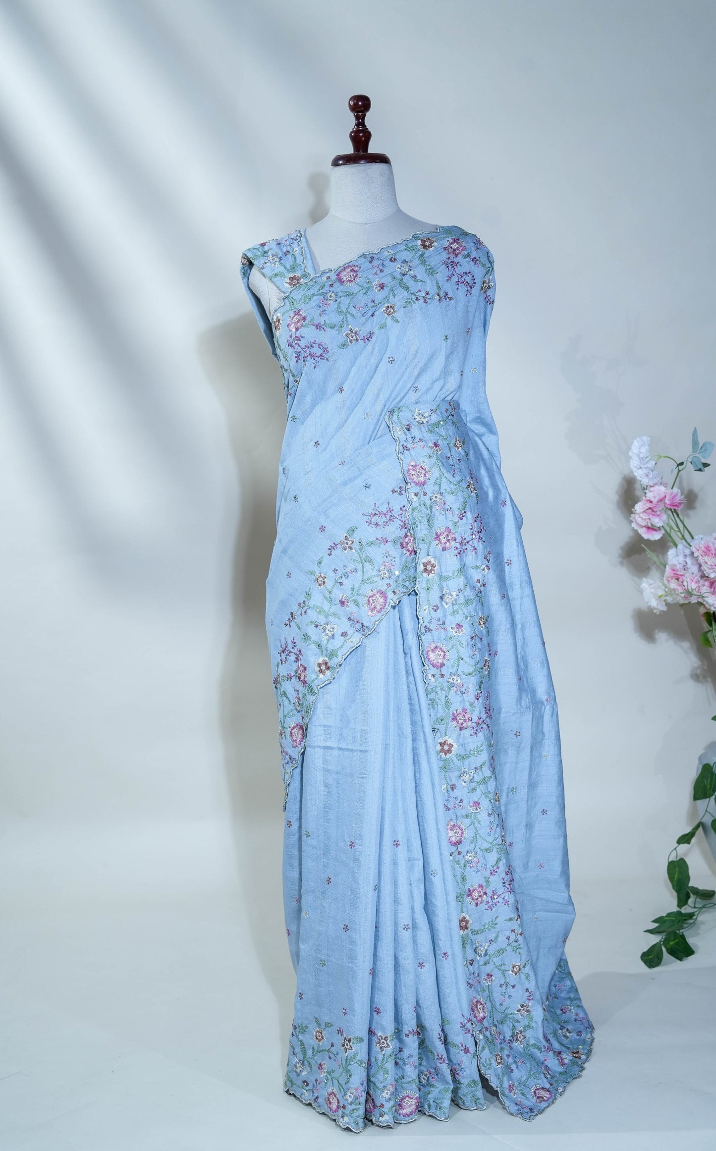 Embroidery Tussar Saree