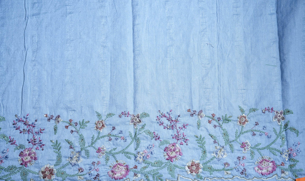 Grey Embroidery Tussar Saree