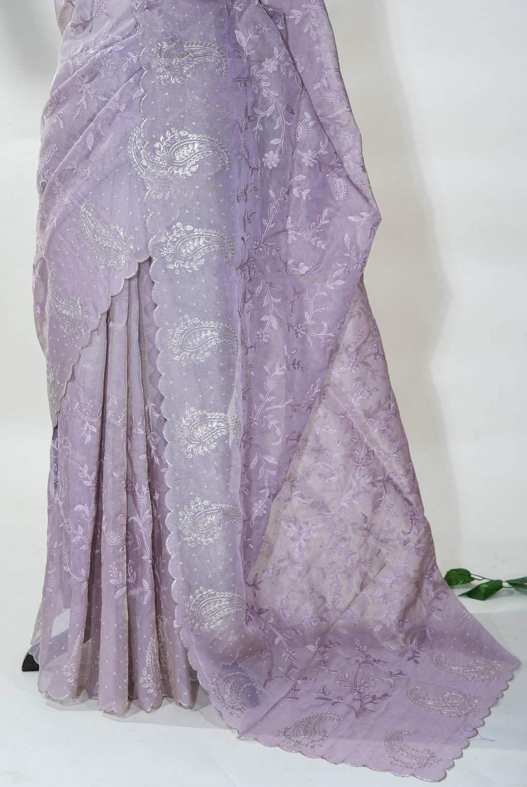 Purple Embroidery Tissue Saree