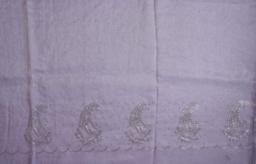 Purple Embroidery Tissue Saree