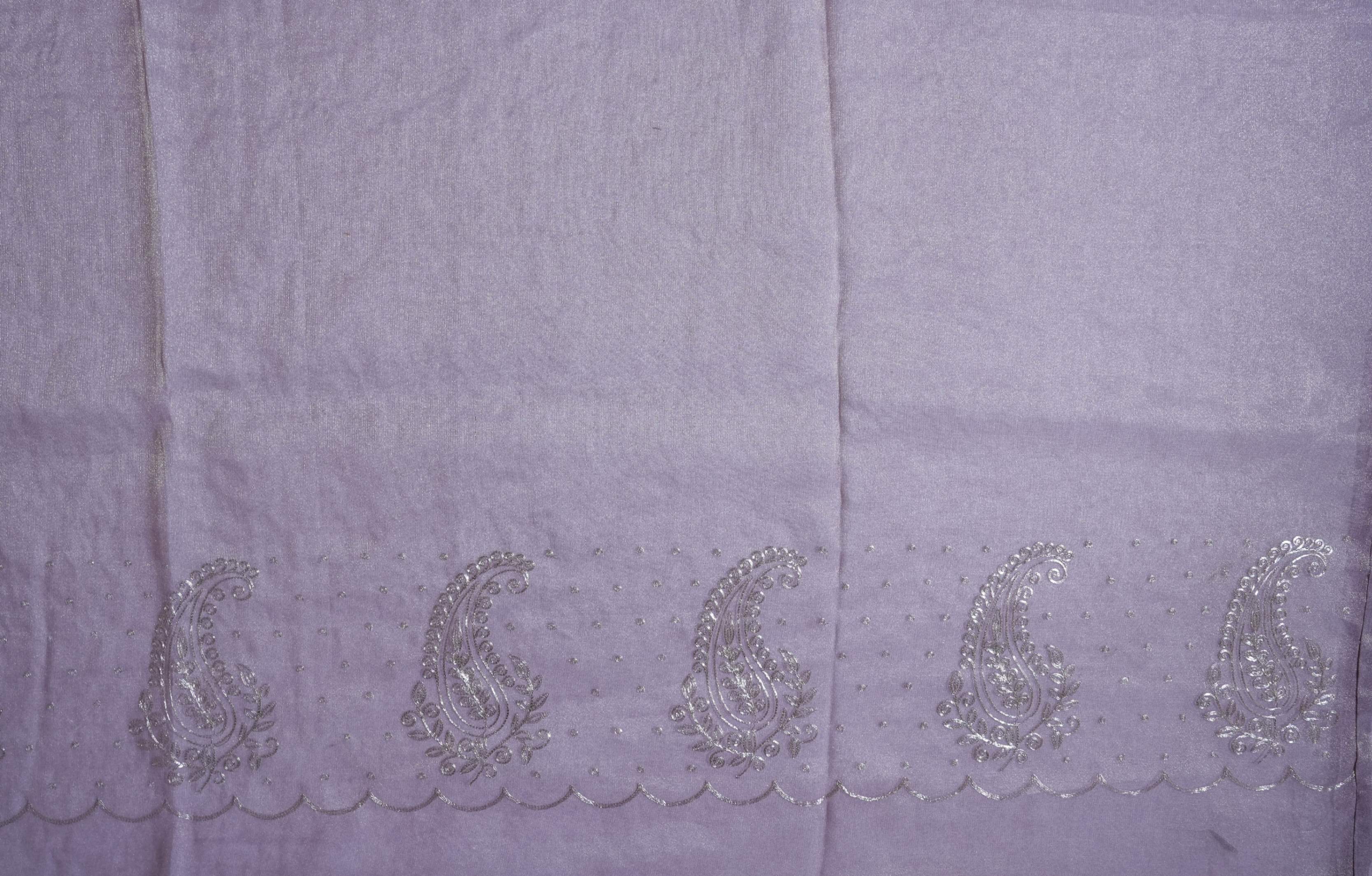 Purple Embroidery Tissue Saree