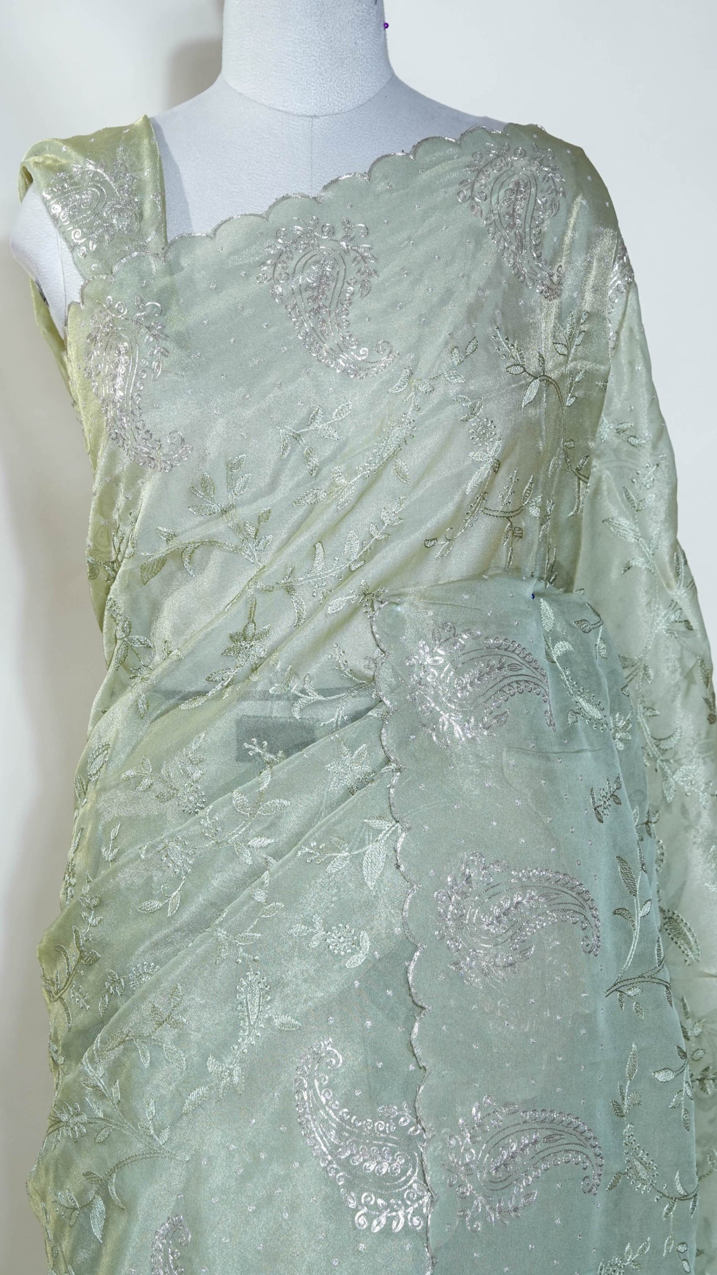 Gold Embroidery Tissue Saree