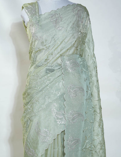 Gold Embroidery Tissue Saree