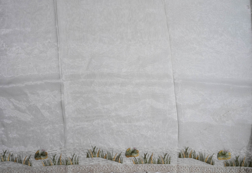 Off White Embroidery Organza Saree